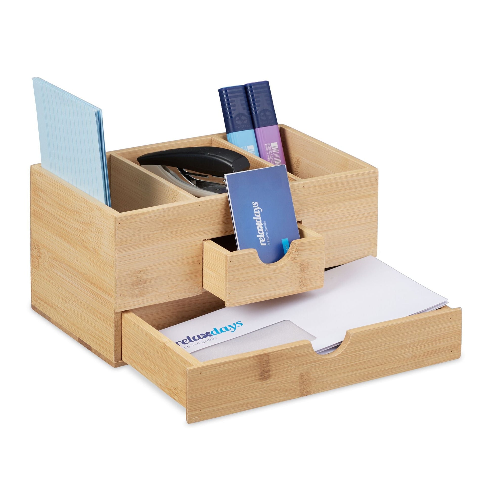 Schreibtisch Organizer mit Schubladen Hellbraun von Relaxdays