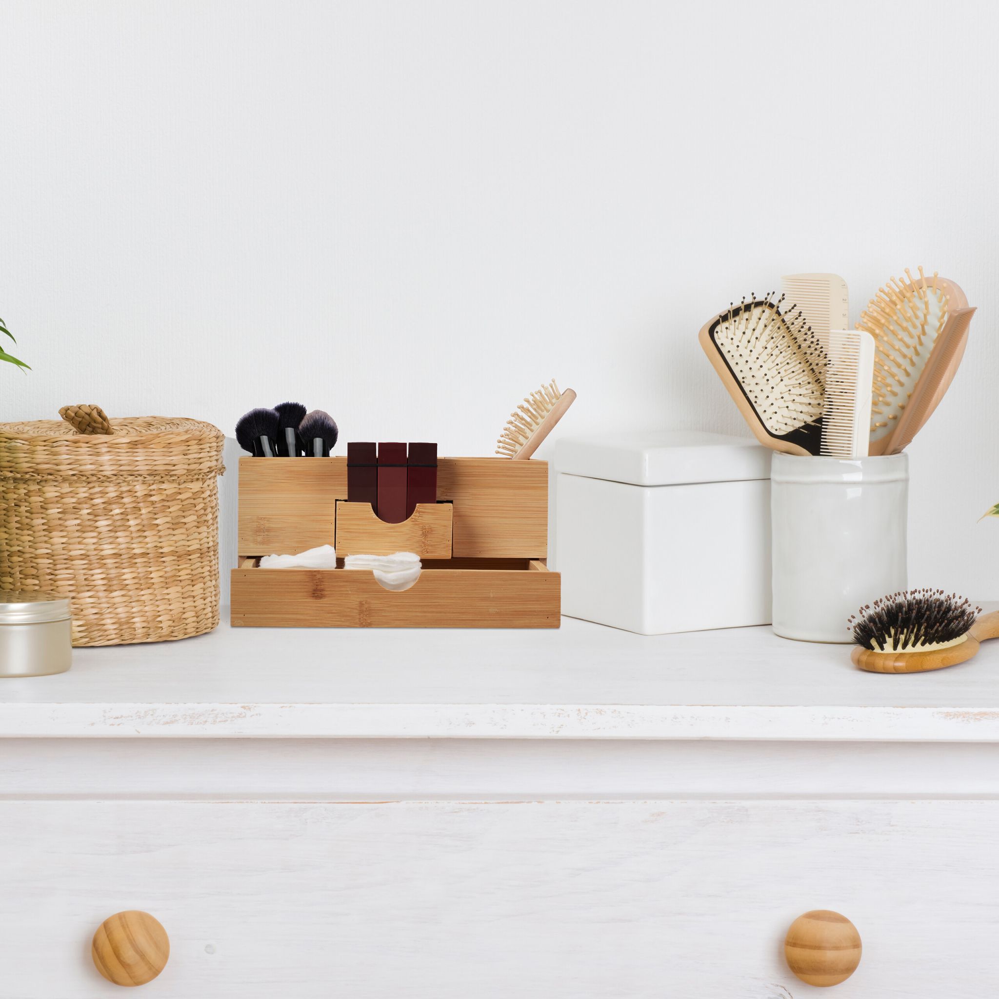 Schreibtisch Organizer mit Schubladen Hellbraun von Relaxdays