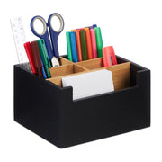Schreibtisch Organizer 5 Fächer schwarz Hellbraun-Schwarz von Relaxdays