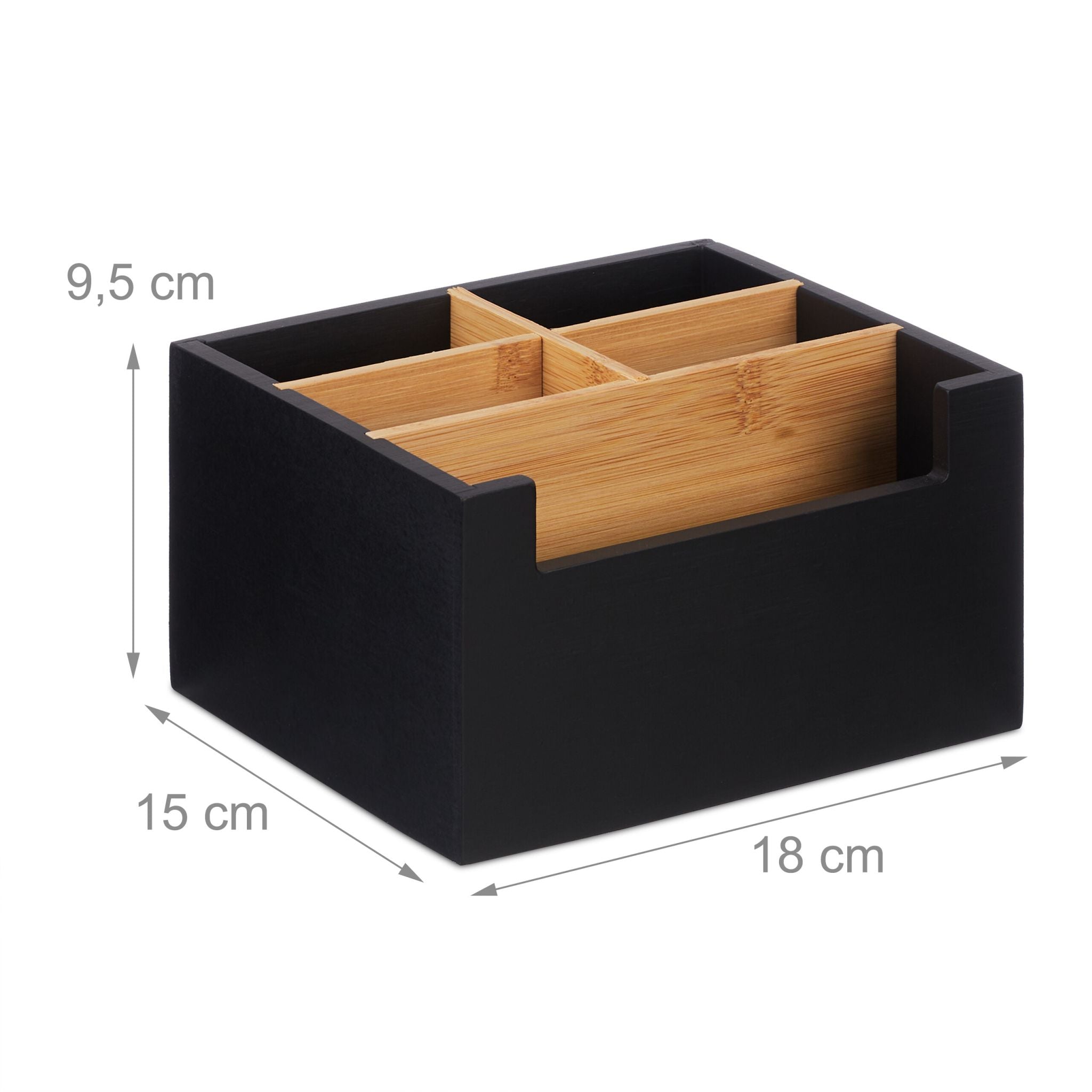 Schreibtisch Organizer 5 Fächer schwarz Hellbraun-Schwarz von Relaxdays