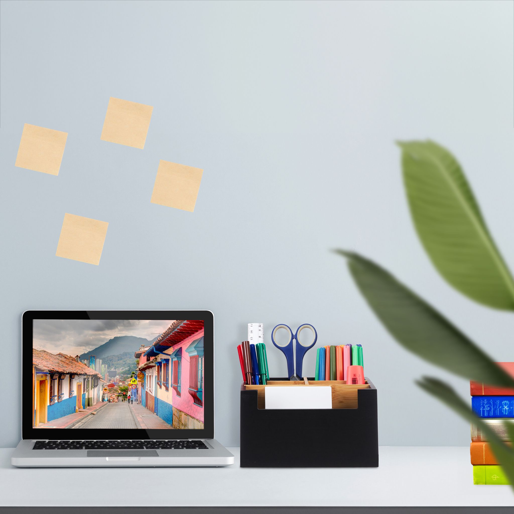 Schreibtisch Organizer 5 Fächer schwarz Hellbraun-Schwarz von Relaxdays