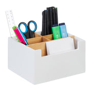Schreibtisch Organizer 5 Fächer Weiss-Hellbraun von Relaxdays