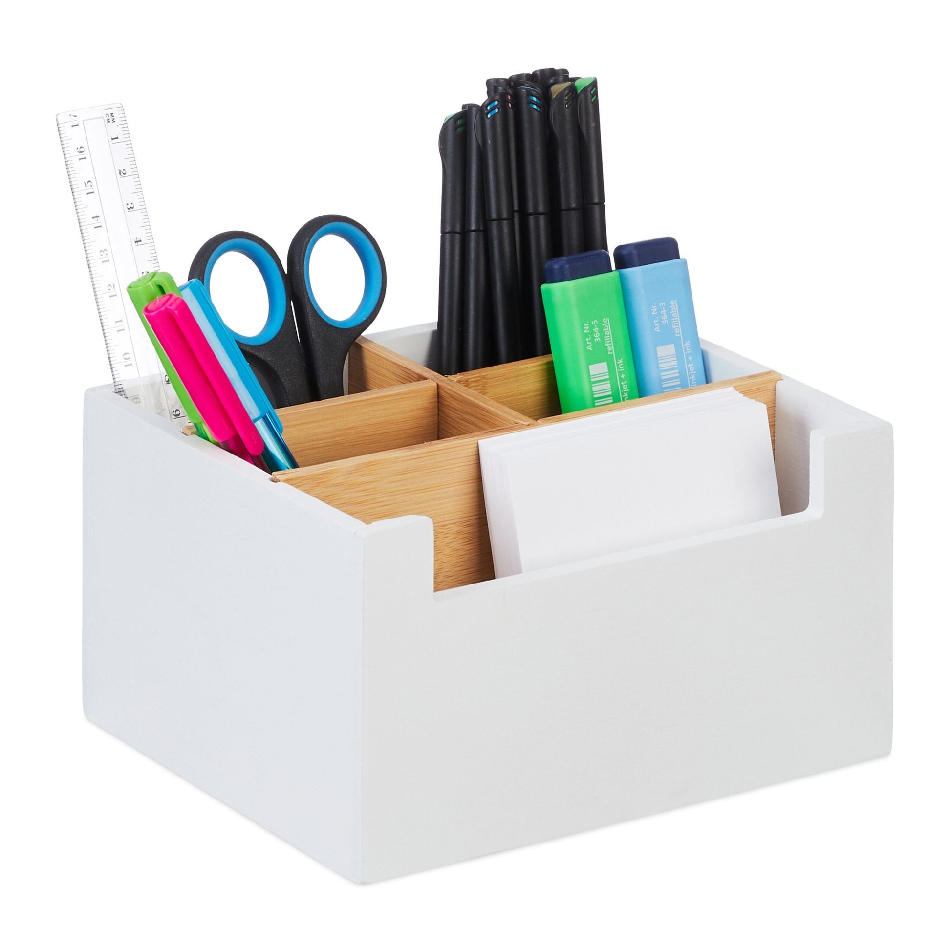 Schreibtisch Organizer 5 Fächer Weiss-Hellbraun von Relaxdays