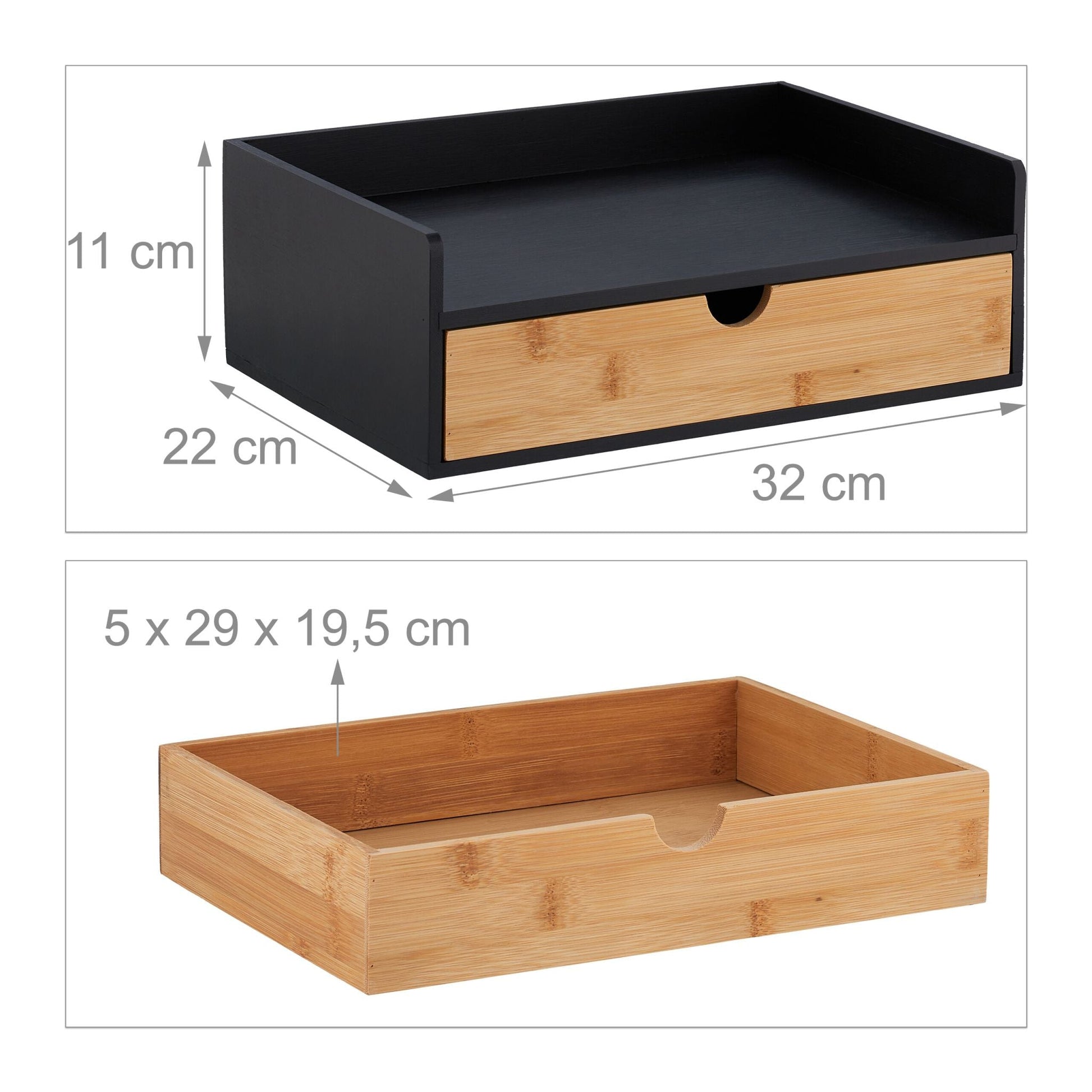 Schreibtisch-Organizer Bambus Hellbraun-Schwarz von Relaxdays