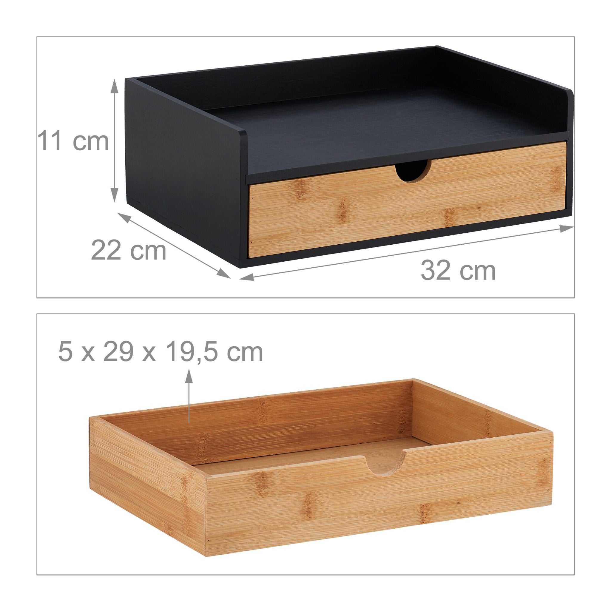 Schreibtisch-Organizer Bambus Hellbraun-Schwarz von Relaxdays