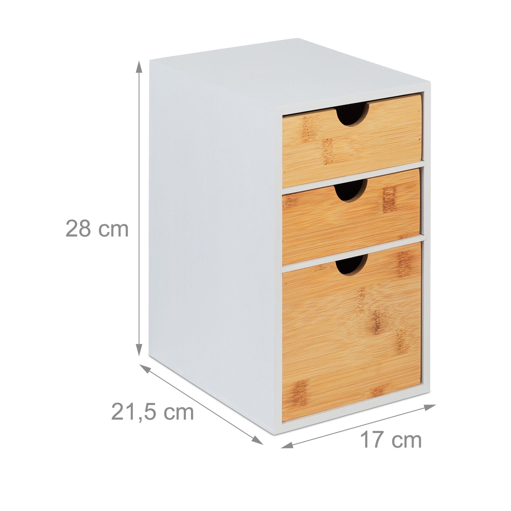 Schubladenbox mit 3 Fächern Weiss-Hellbraun von Relaxdays