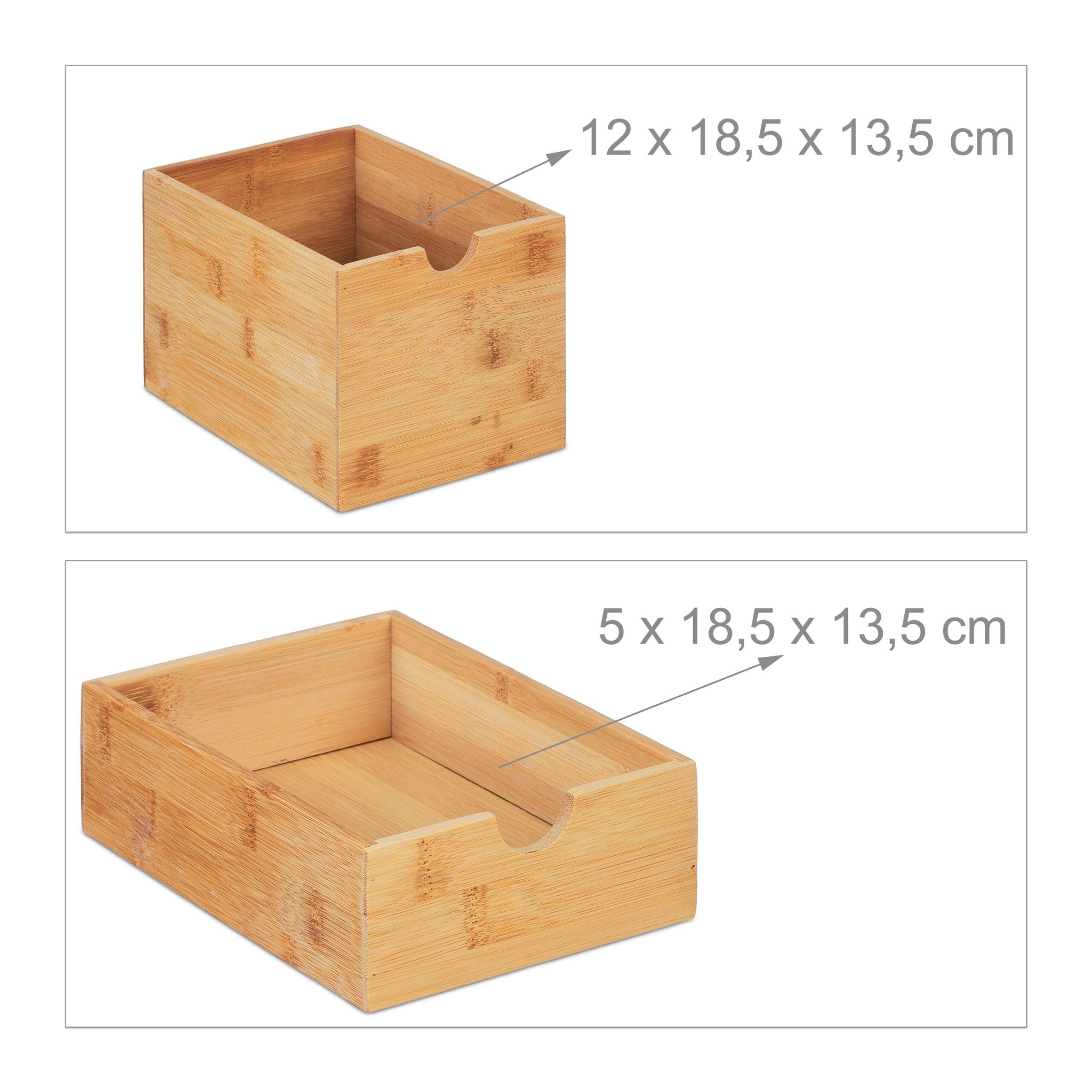 Schubladenbox mit 3 Fächern Weiss-Hellbraun von Relaxdays