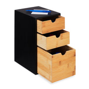 Schubladenbox mit 3 Fächern Hellbraun-Schwarz von Relaxdays