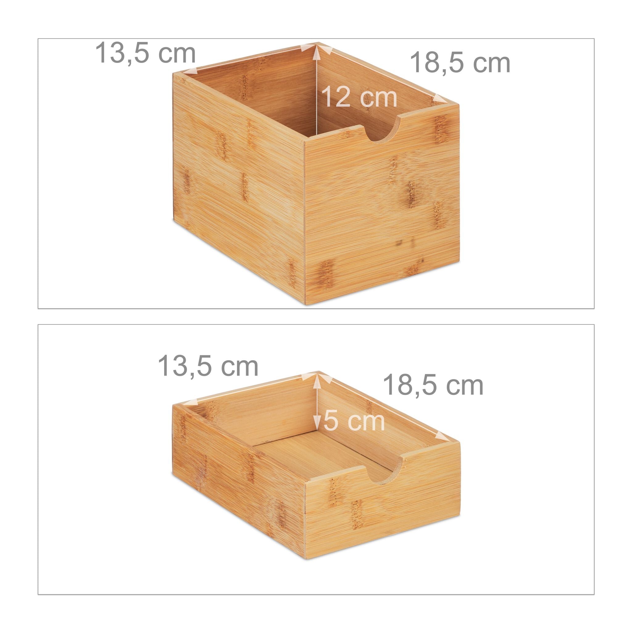 Schubladenbox mit 3 Fächern Hellbraun-Schwarz von Relaxdays