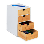 Schubladenbox mit 4 Fächern Weiss-Hellbraun von Relaxdays