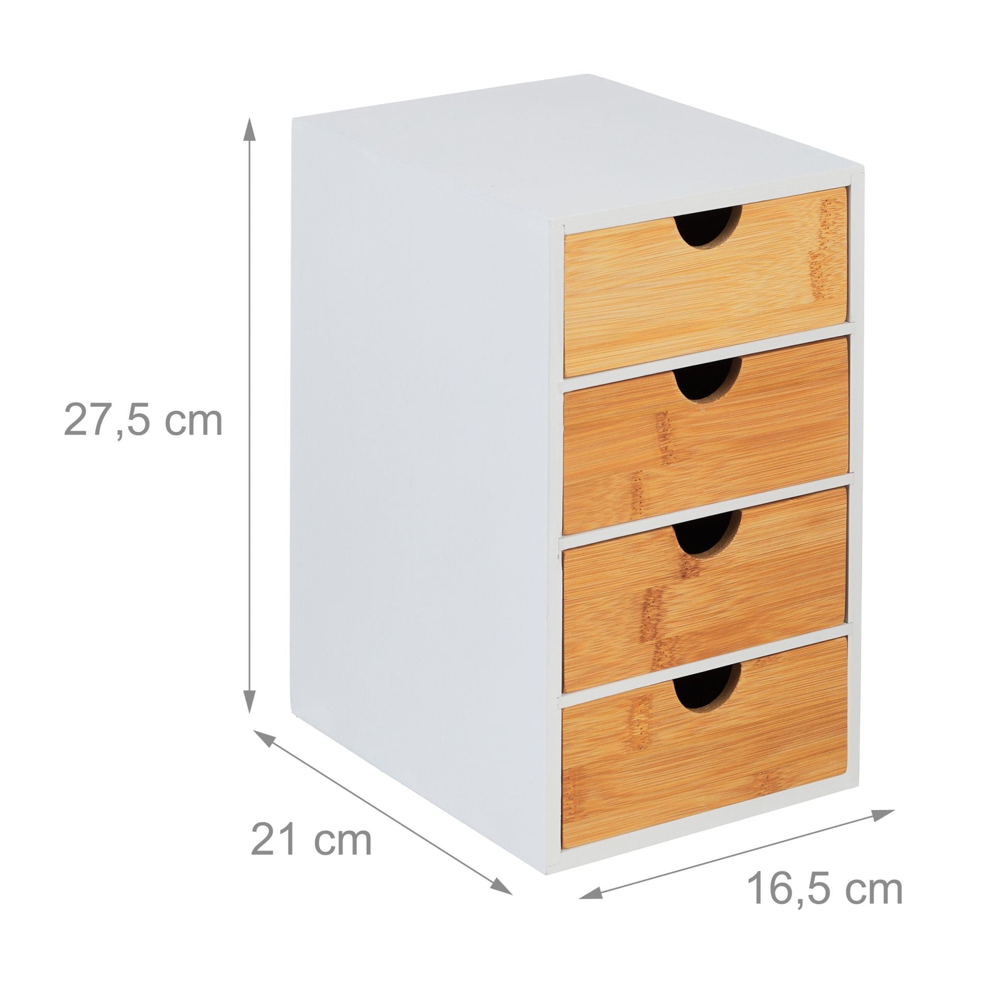 Schubladenbox mit 4 Fächern Weiss-Hellbraun von Relaxdays