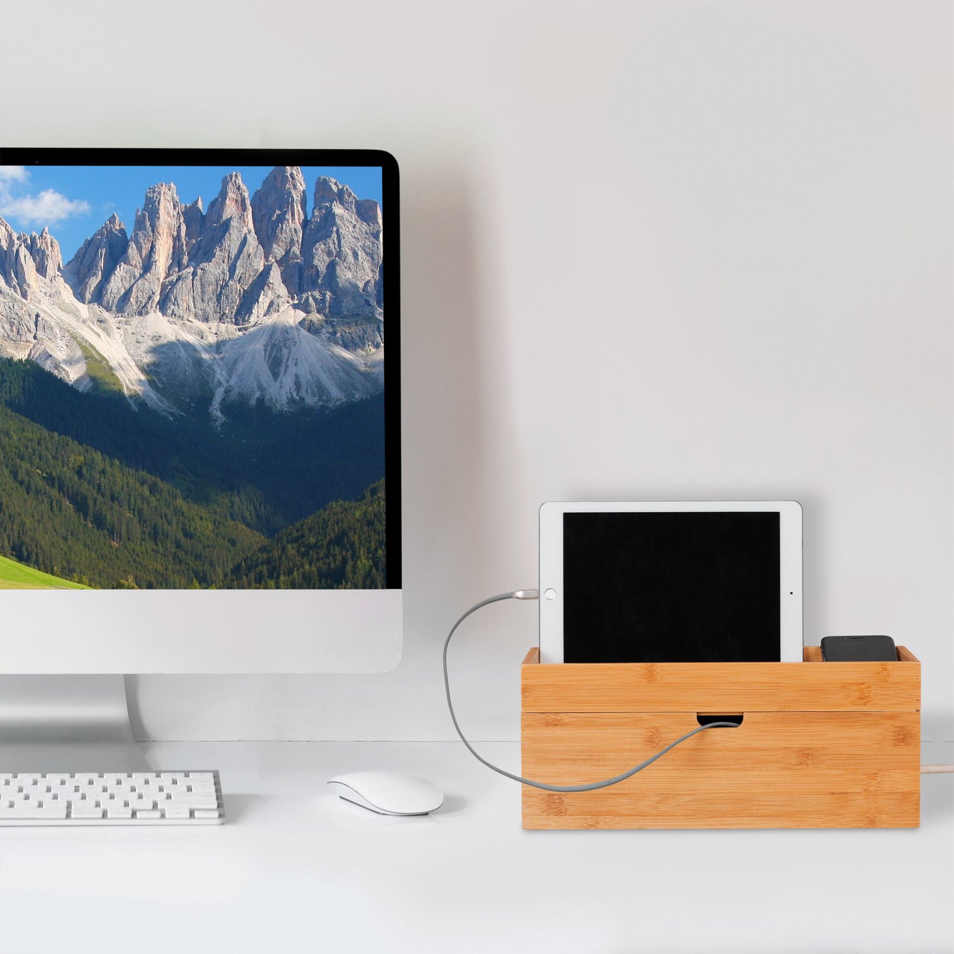 Kabelbox Bambus Hellbraun von Relaxdays