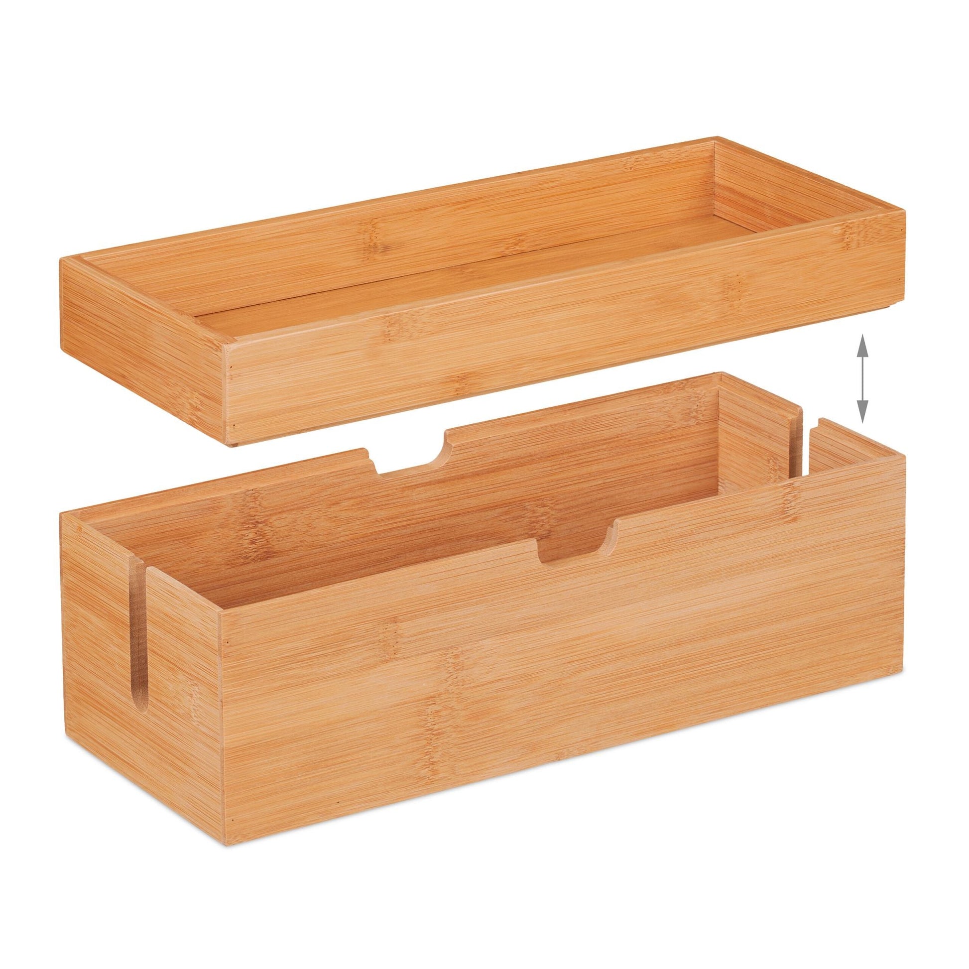 Kabelbox Bambus Hellbraun von Relaxdays