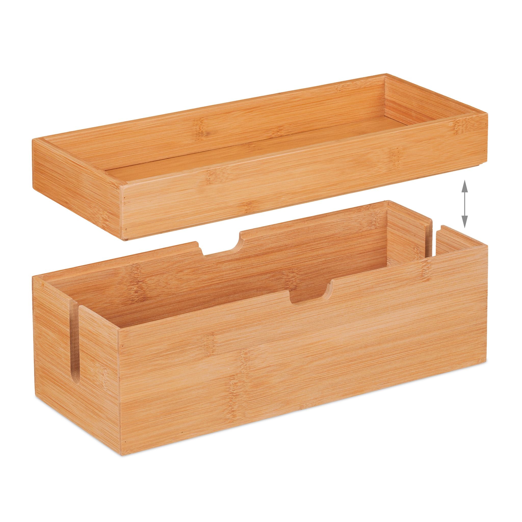 Kabelbox Bambus Hellbraun von Relaxdays