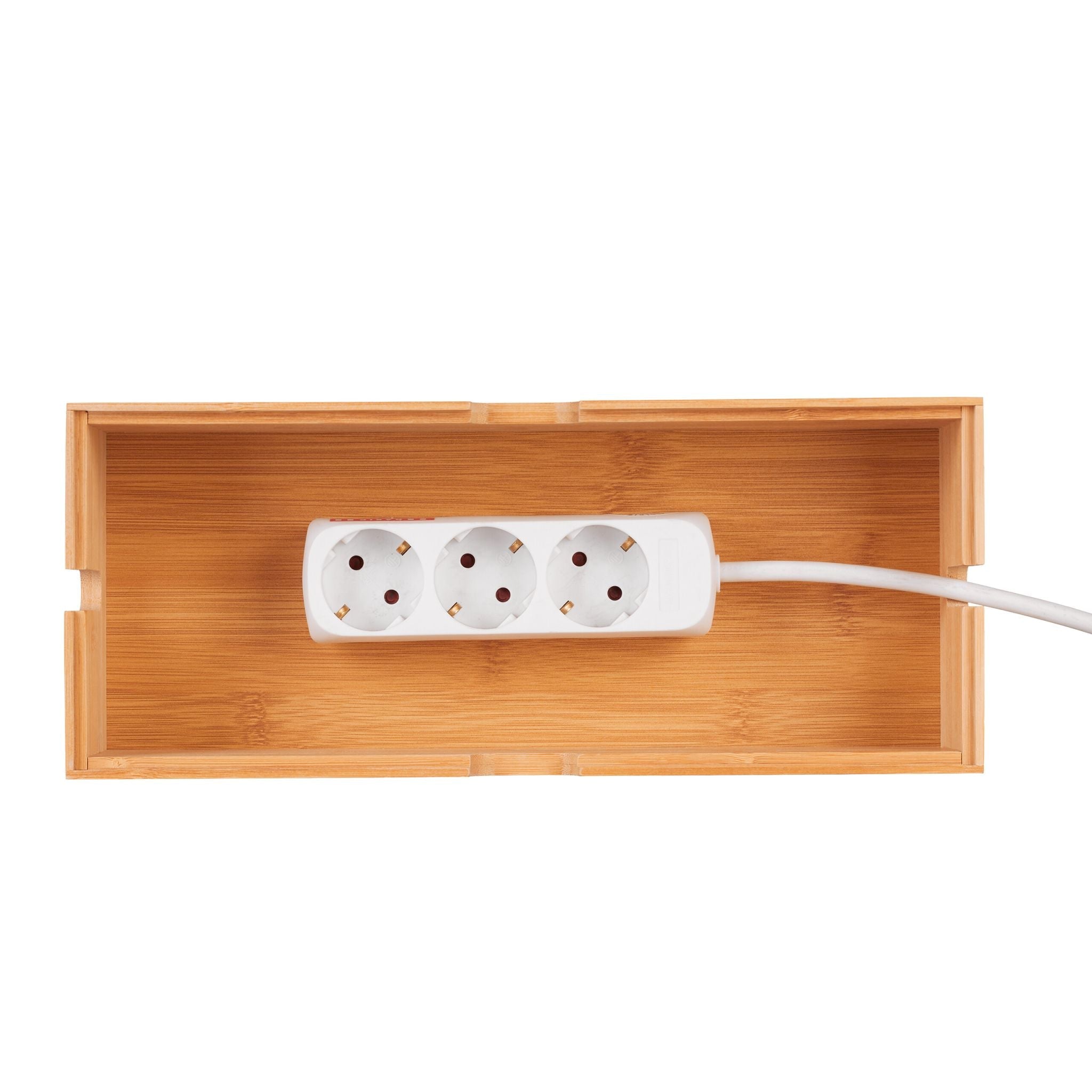 Kabelbox Bambus Hellbraun von Relaxdays