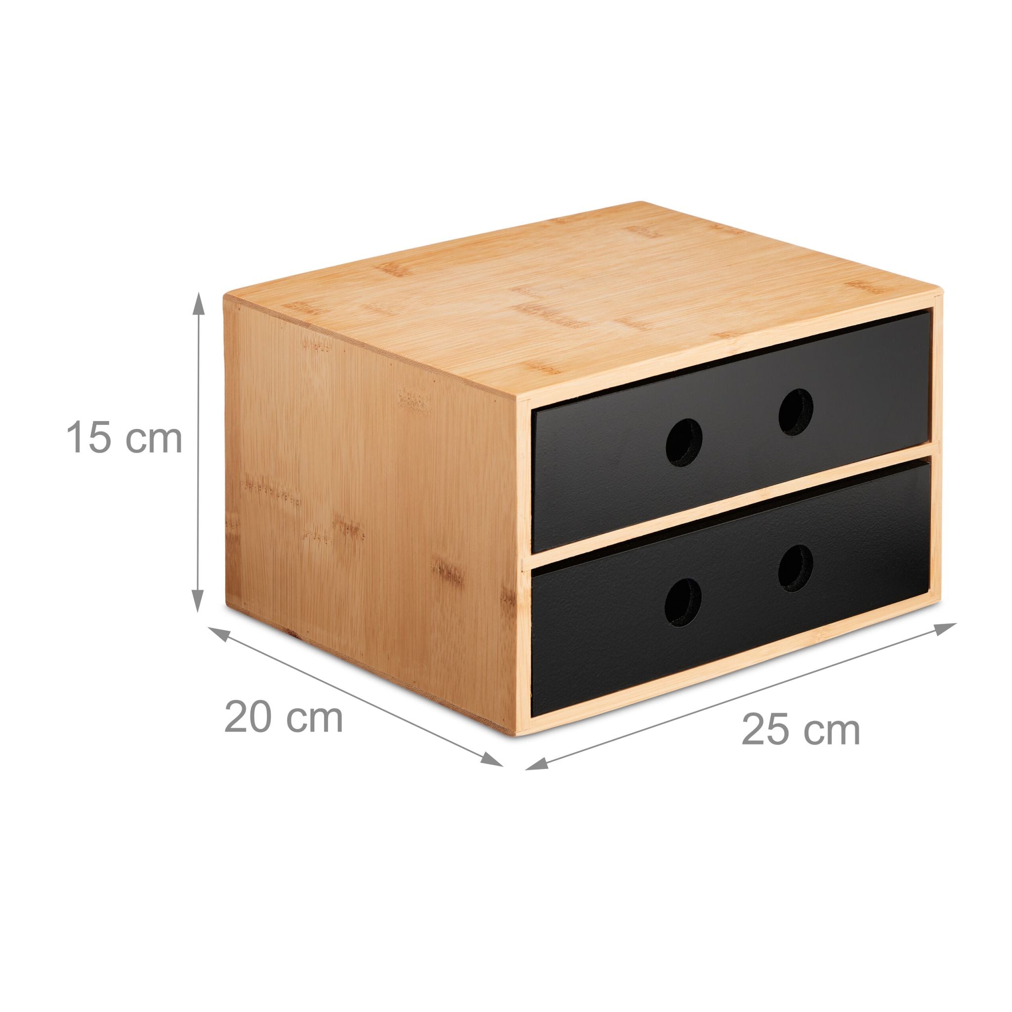 Schreibtisch Organizer mit 2 Schubladen Hellbraun-Schwarz von Relaxdays