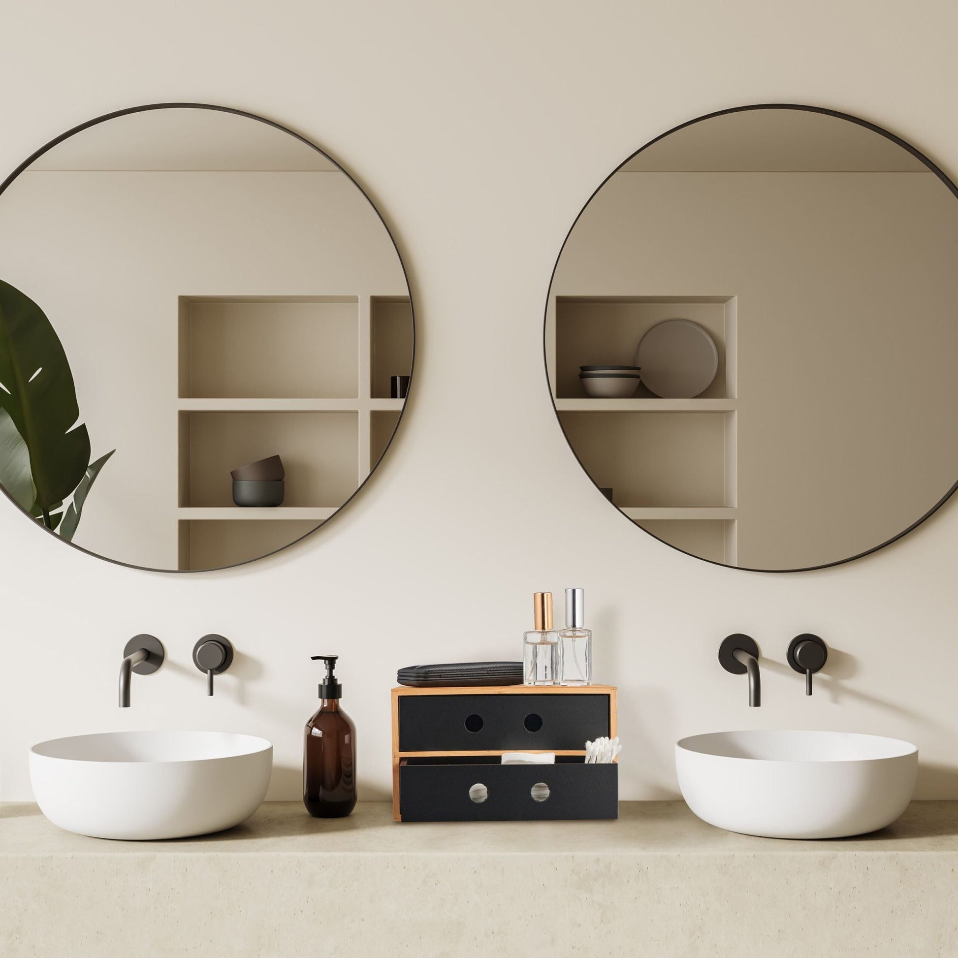 Schreibtisch Organizer mit 2 Schubladen Hellbraun-Schwarz von Relaxdays