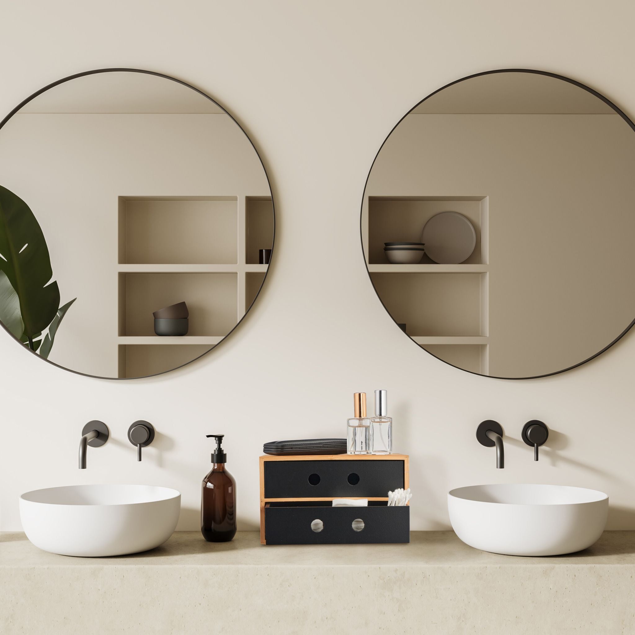 Schreibtisch Organizer mit 2 Schubladen Hellbraun-Schwarz von Relaxdays