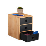 Schreibtisch Organizer mit 3 Schubladen Hellbraun-Schwarz von Relaxdays