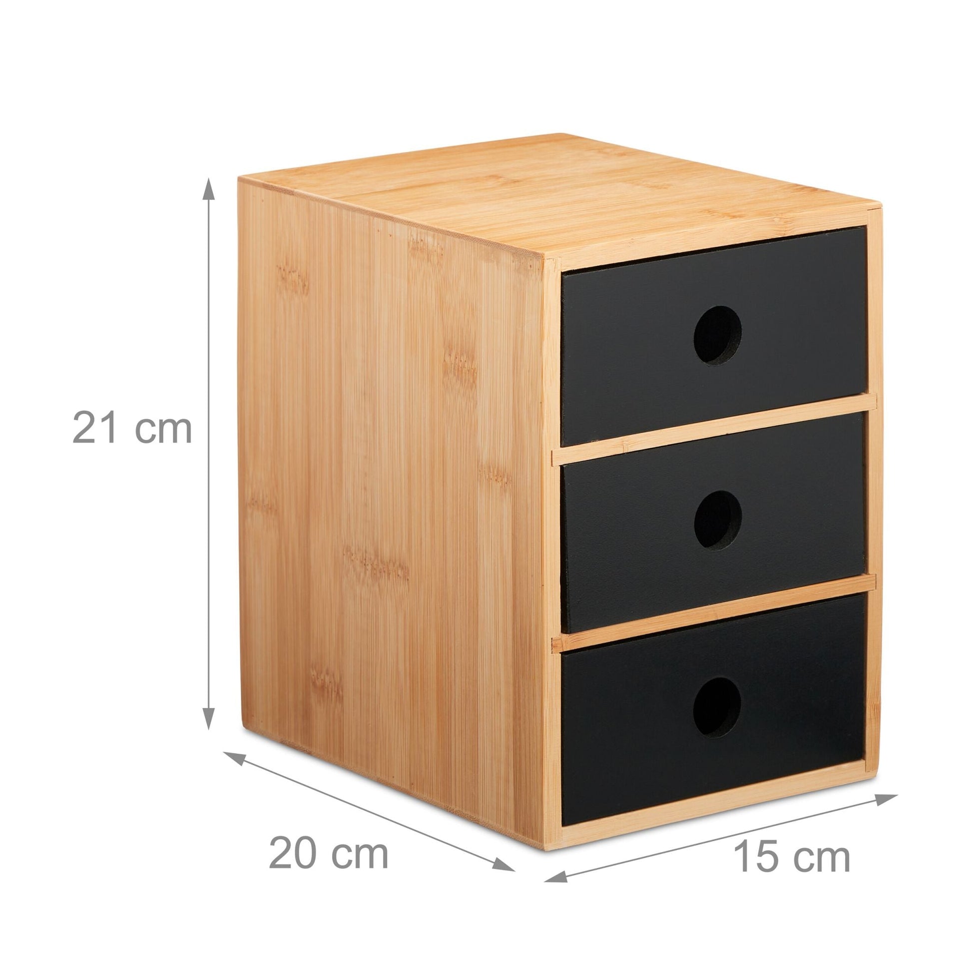 Schreibtisch Organizer mit 3 Schubladen Hellbraun-Schwarz von Relaxdays