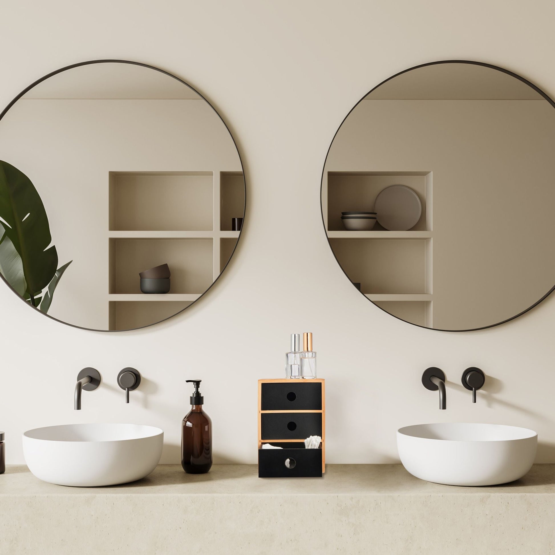 Schreibtisch Organizer mit 3 Schubladen Hellbraun-Schwarz von Relaxdays