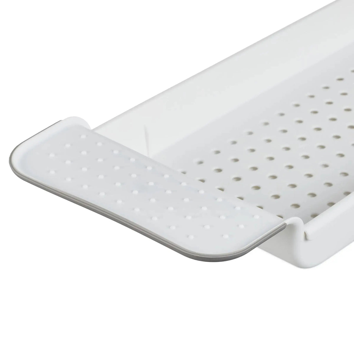 Ausziehbare Badewannenablage Weiss-Grau von Relaxdays