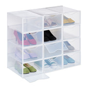 Schuhboxen 12er-Set Weiss-Transparent von Relaxdays
