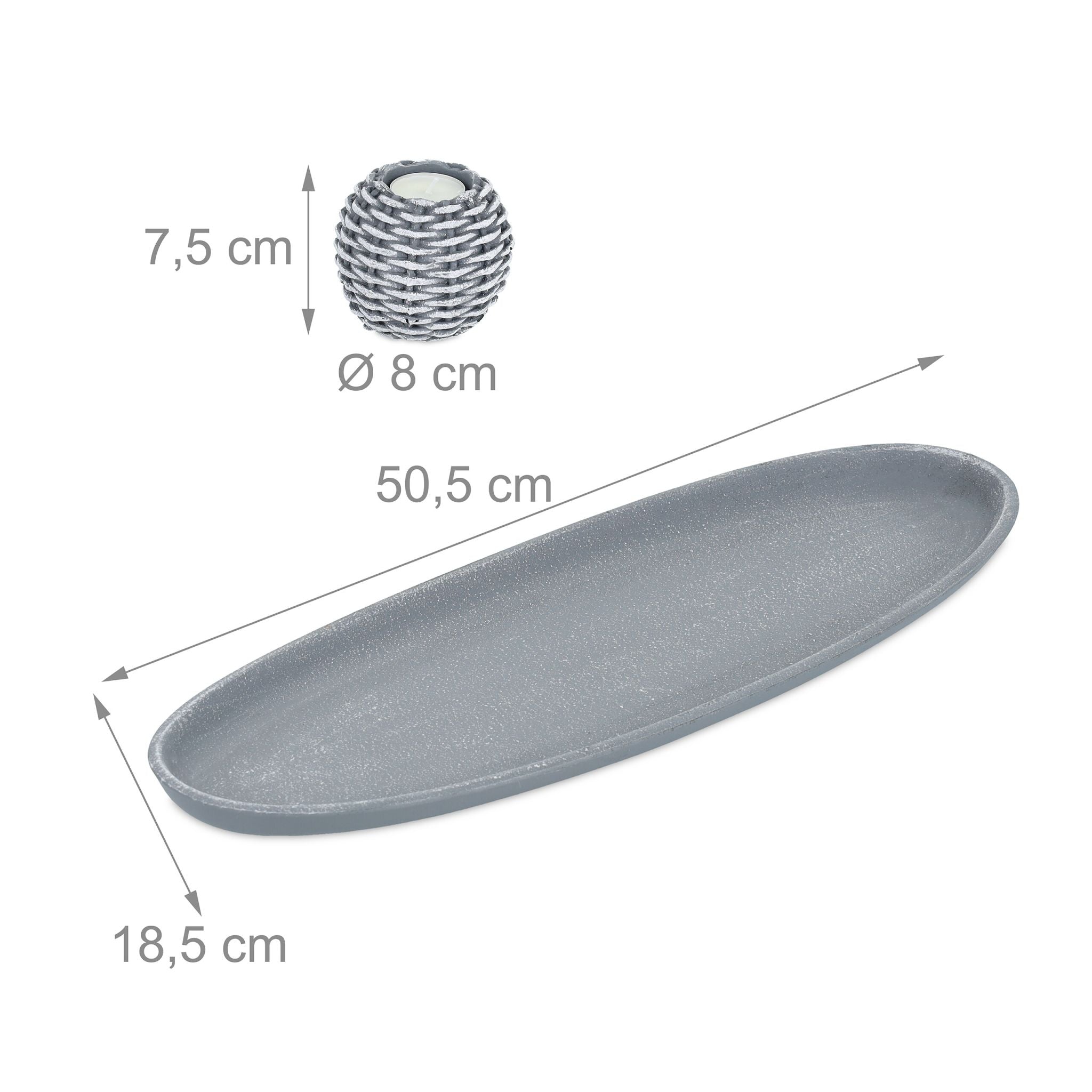 Kerzen Deko mit 5 Teelichthaltern Weiss-Grau von Relaxdays