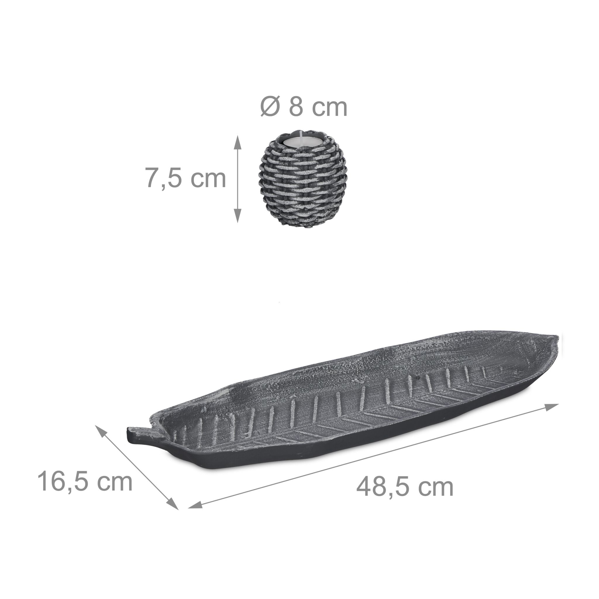 Kerzen Deko mit 4 Teelichthaltern Weiss-Grau von Relaxdays