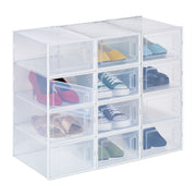 Schuhboxen 12er-Set Weiss-Transparent von Relaxdays