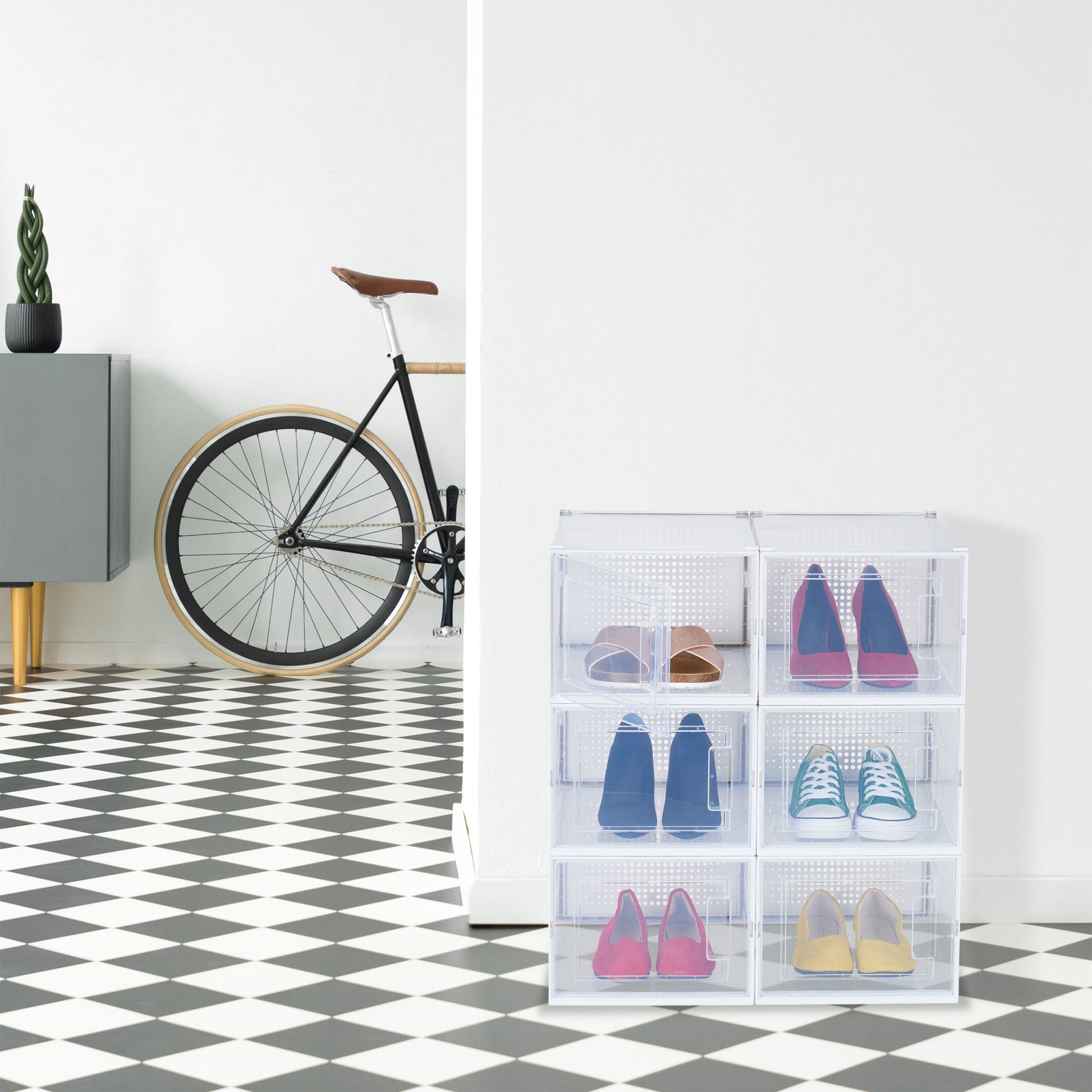 Schuhboxen 6er-Set Weiss-Transparent von Relaxdays