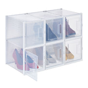 Schuhboxen für High Heels 6er-Set Weiss-Transparent von Relaxdays