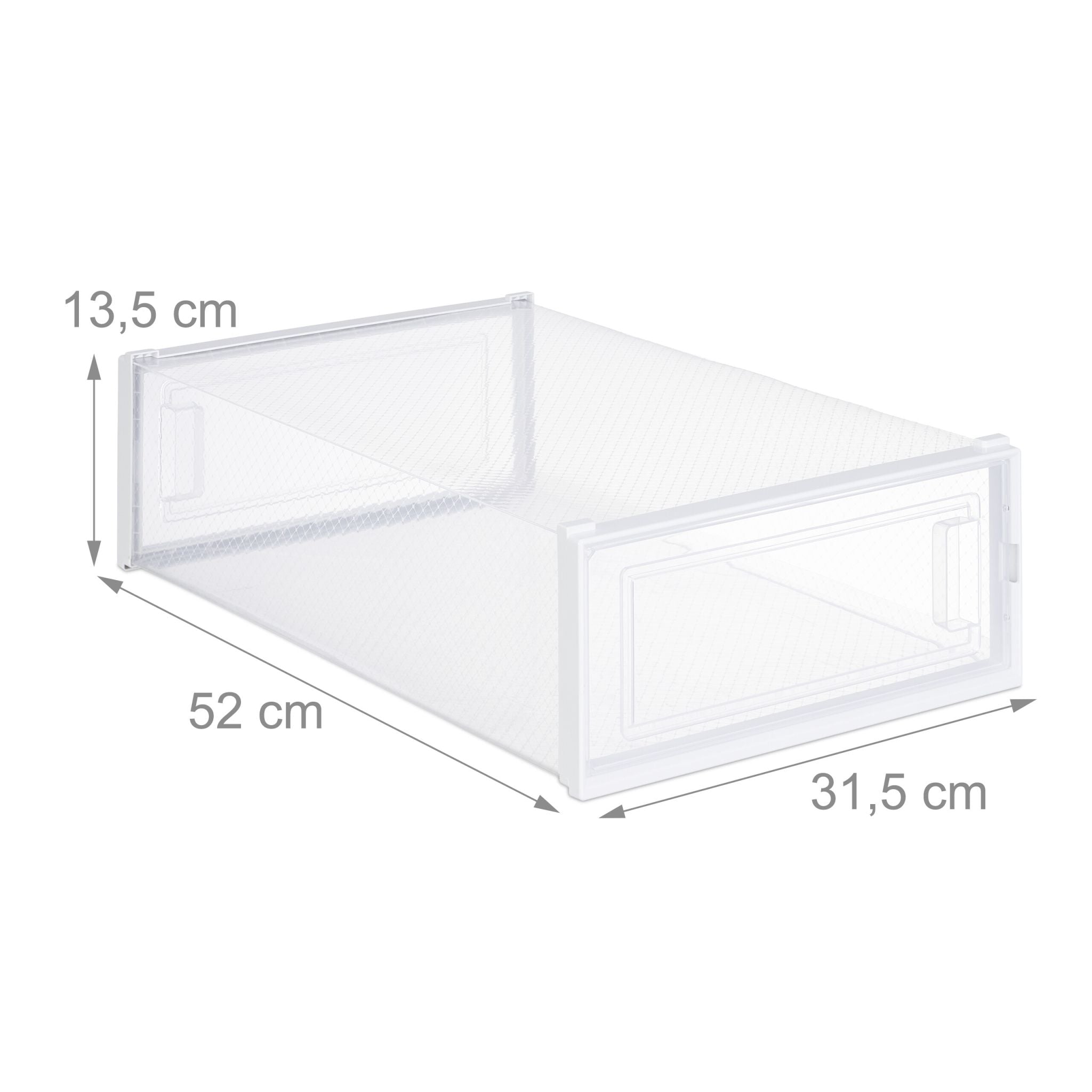 Schuhboxen für Stiefel 6er-Set Weiss-Transparent von Relaxdays