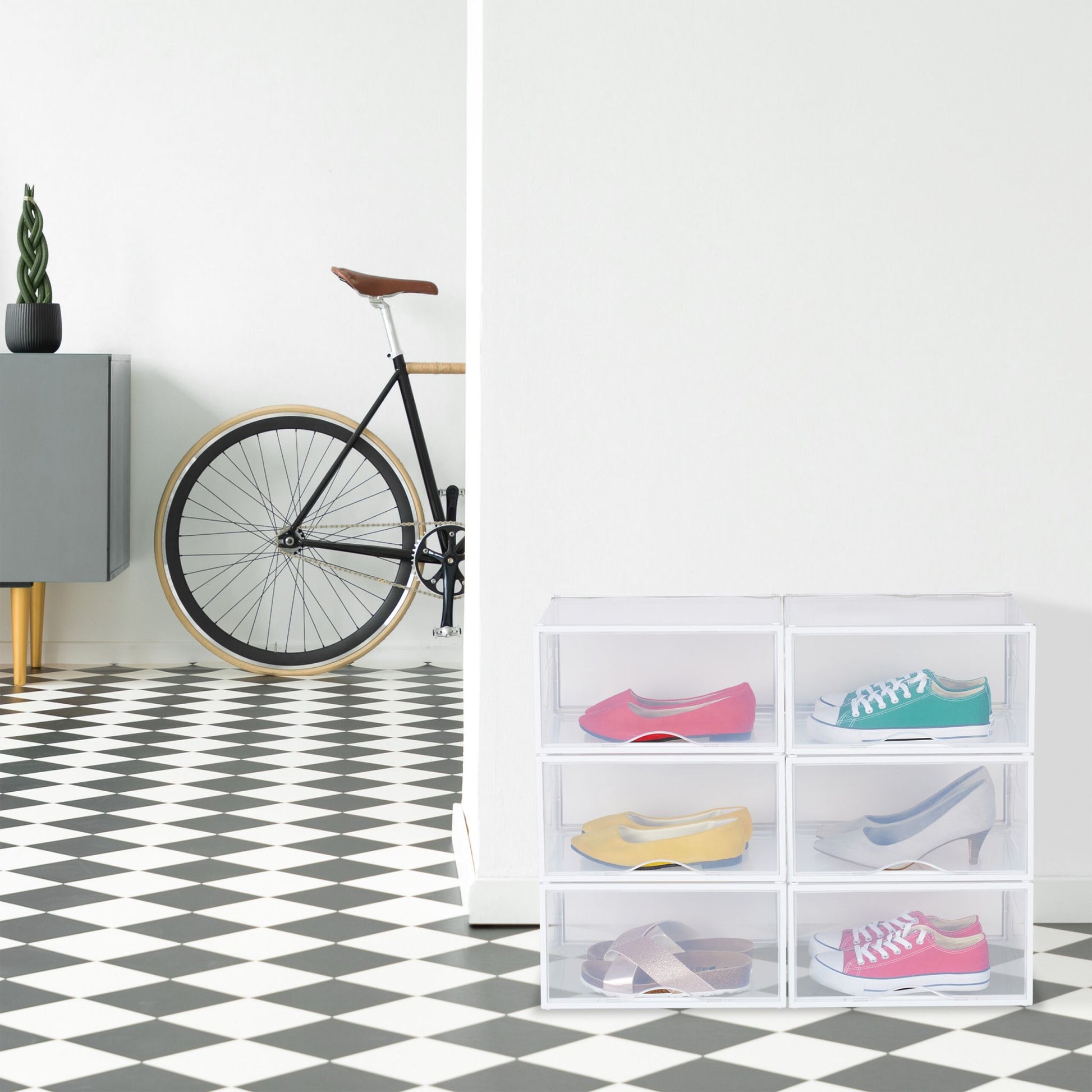 Schuhboxen stapelbar 6er-Set Weiss-Transparent von Relaxdays