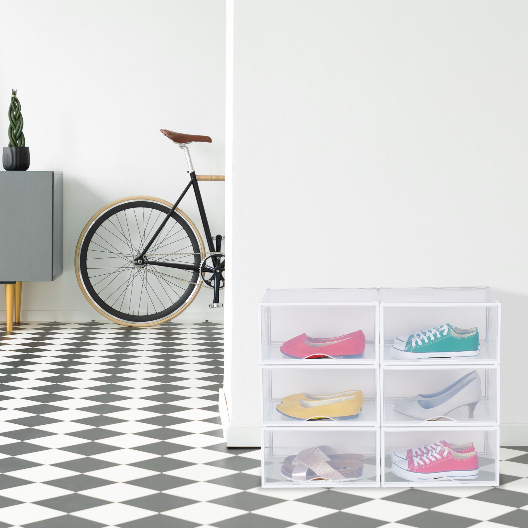 Schuhboxen stapelbar 6er-Set Weiss-Transparent von Relaxdays