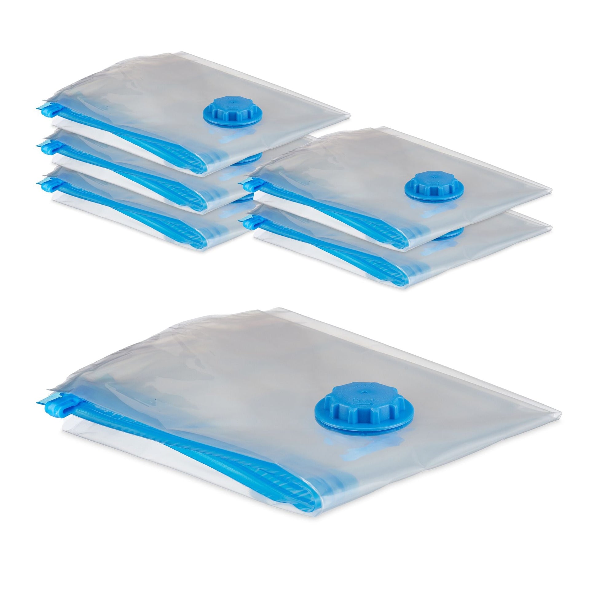 Vakuumbeutel für Kleidung XL 6er-Set Blau-Transparent von Relaxdays