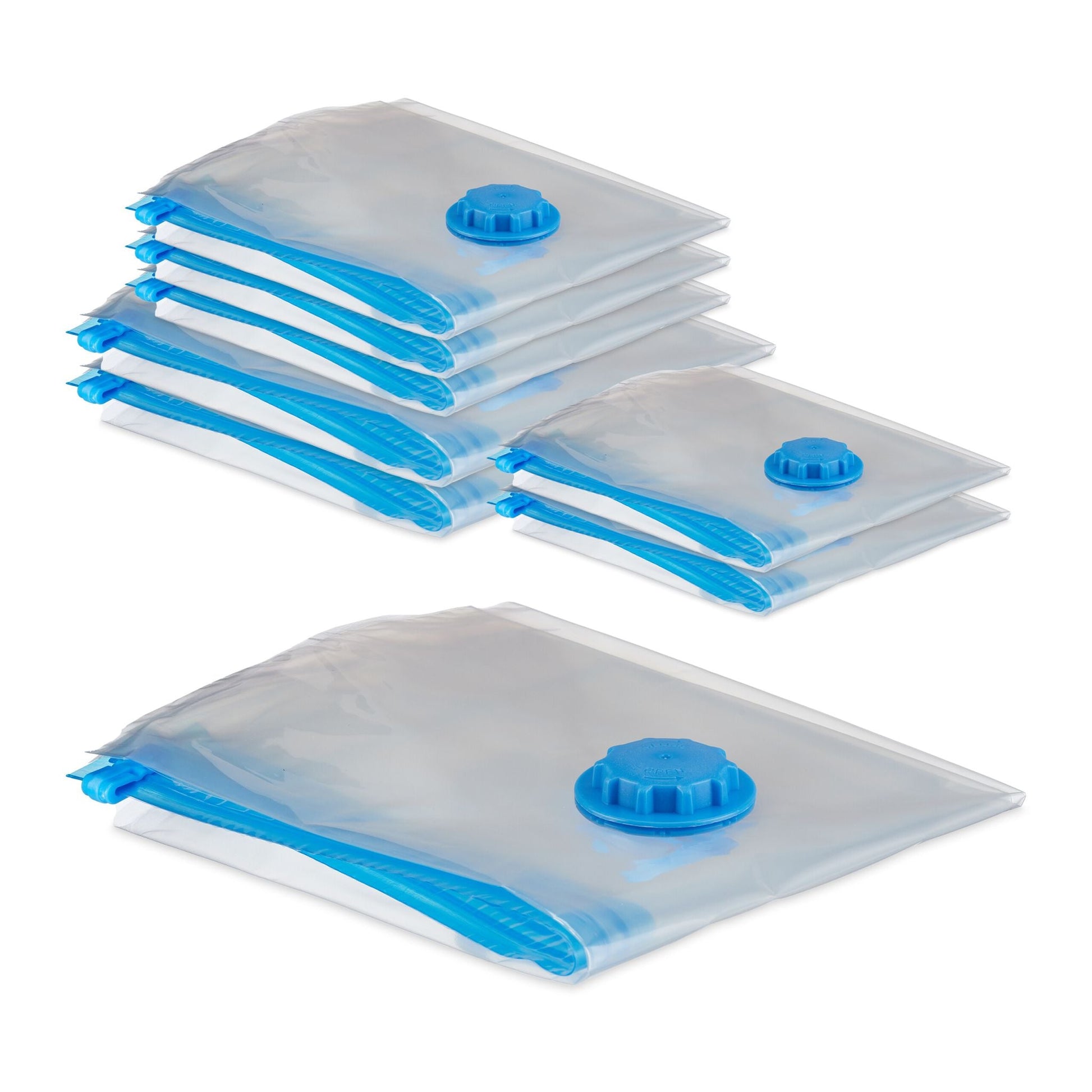 Vakuumbeutel für Kleidung in 3 Grössen 8er-Set Blau-Transparent von Relaxdays