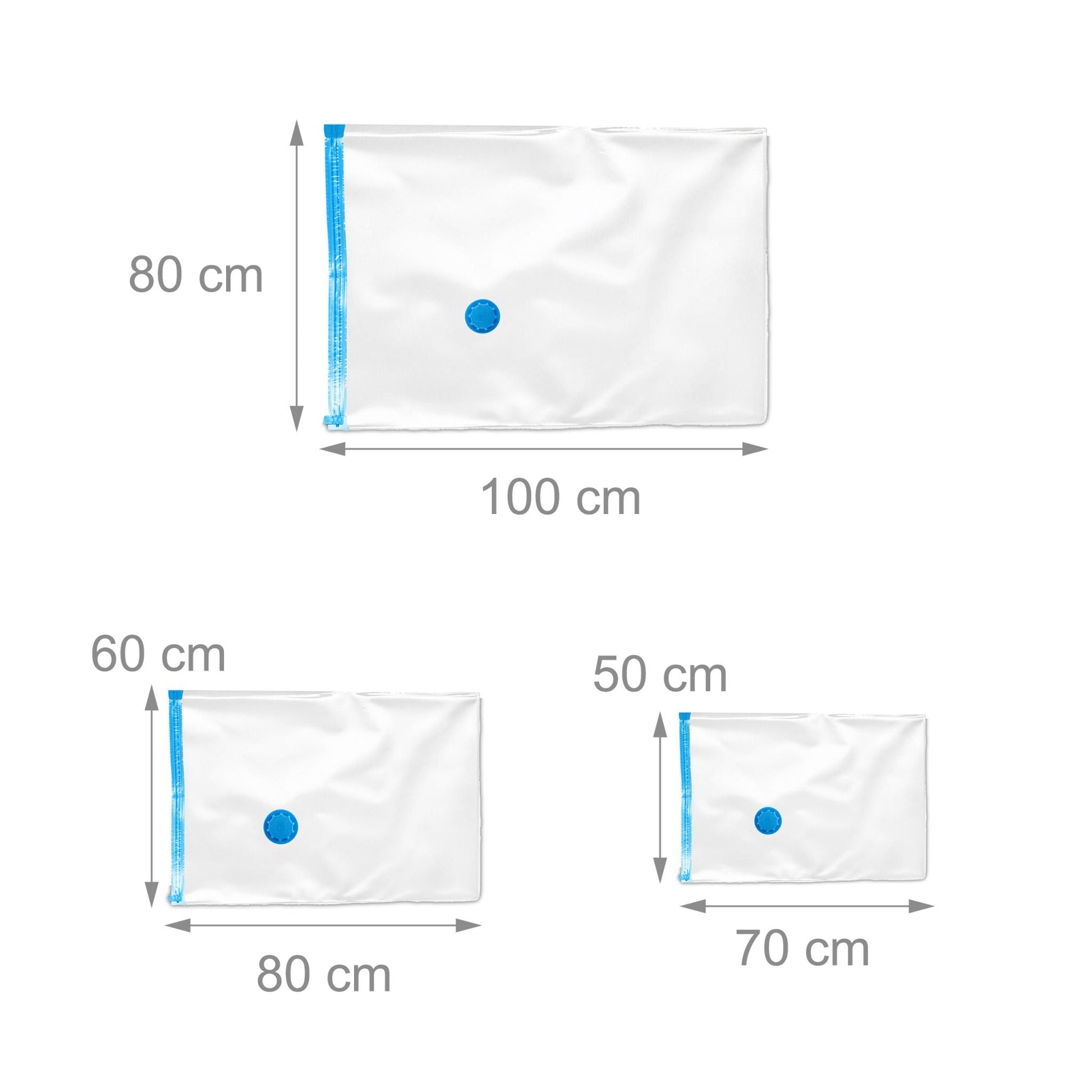 Vakuumbeutel für Kleidung in 3 Grössen 8er-Set Blau-Transparent von Relaxdays