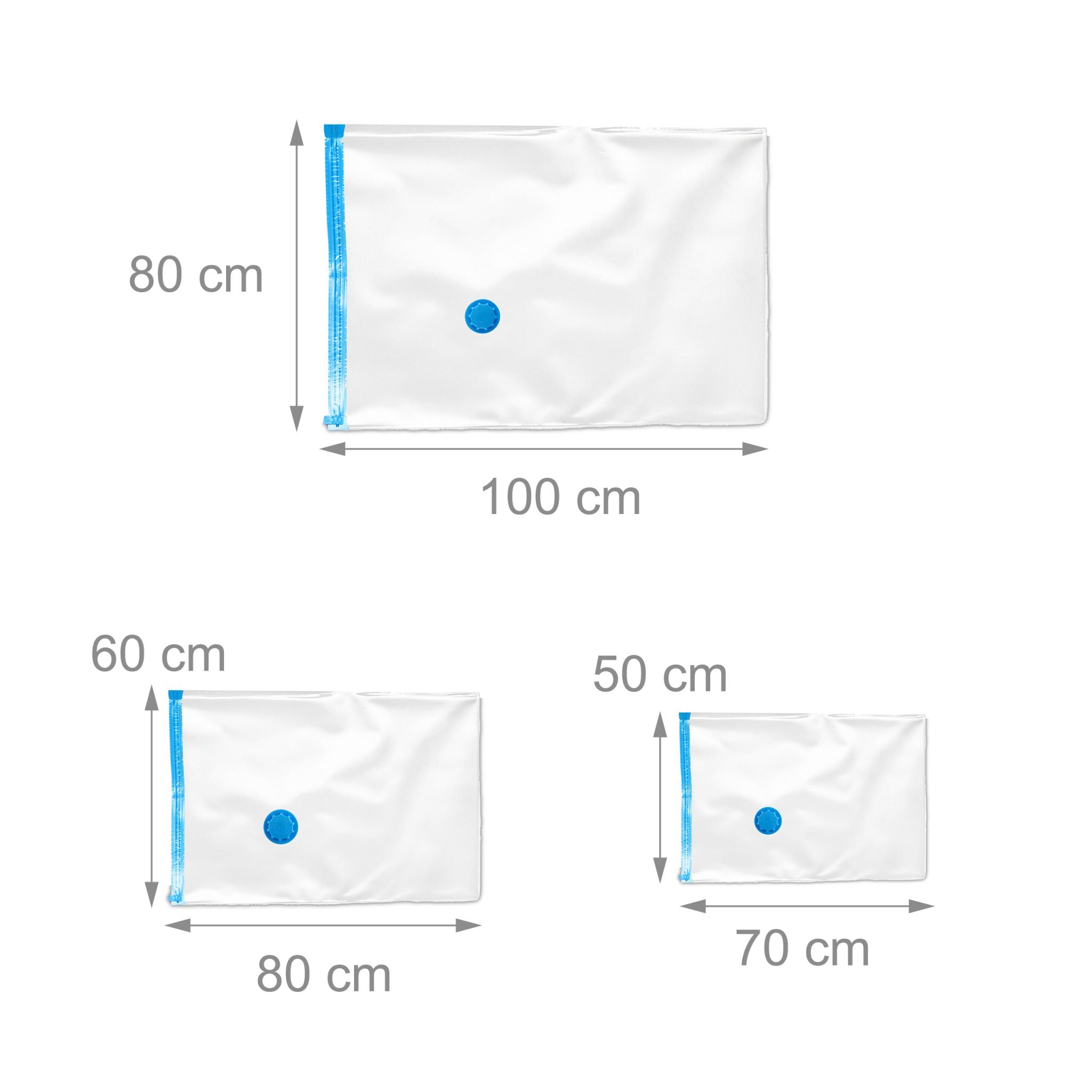 Vakuumbeutel für Kleidung in 3 Grössen 8er-Set Blau-Transparent von Relaxdays
