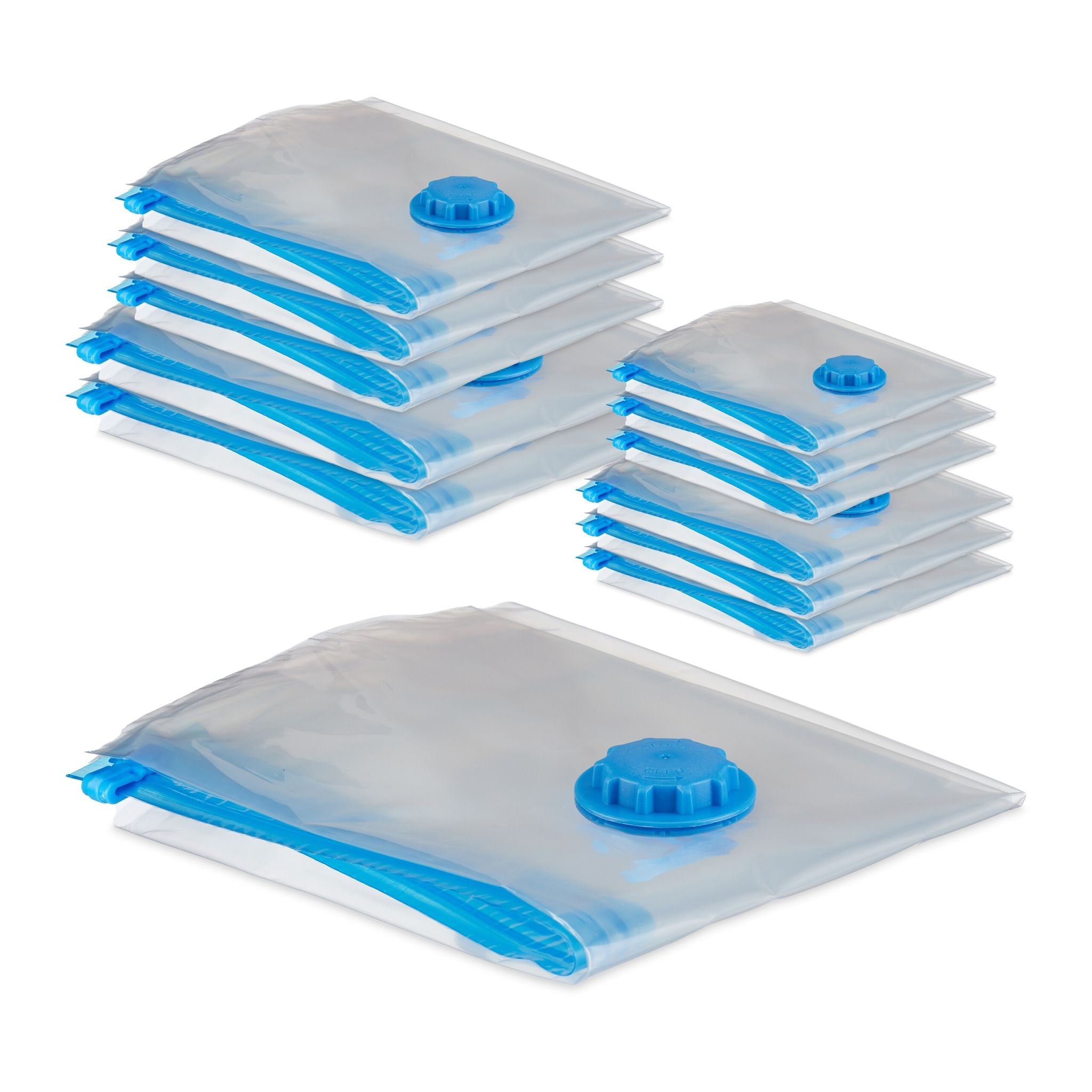 Vakuumbeutel für Kleidung 12er-Set Blau-Transparent von Relaxdays