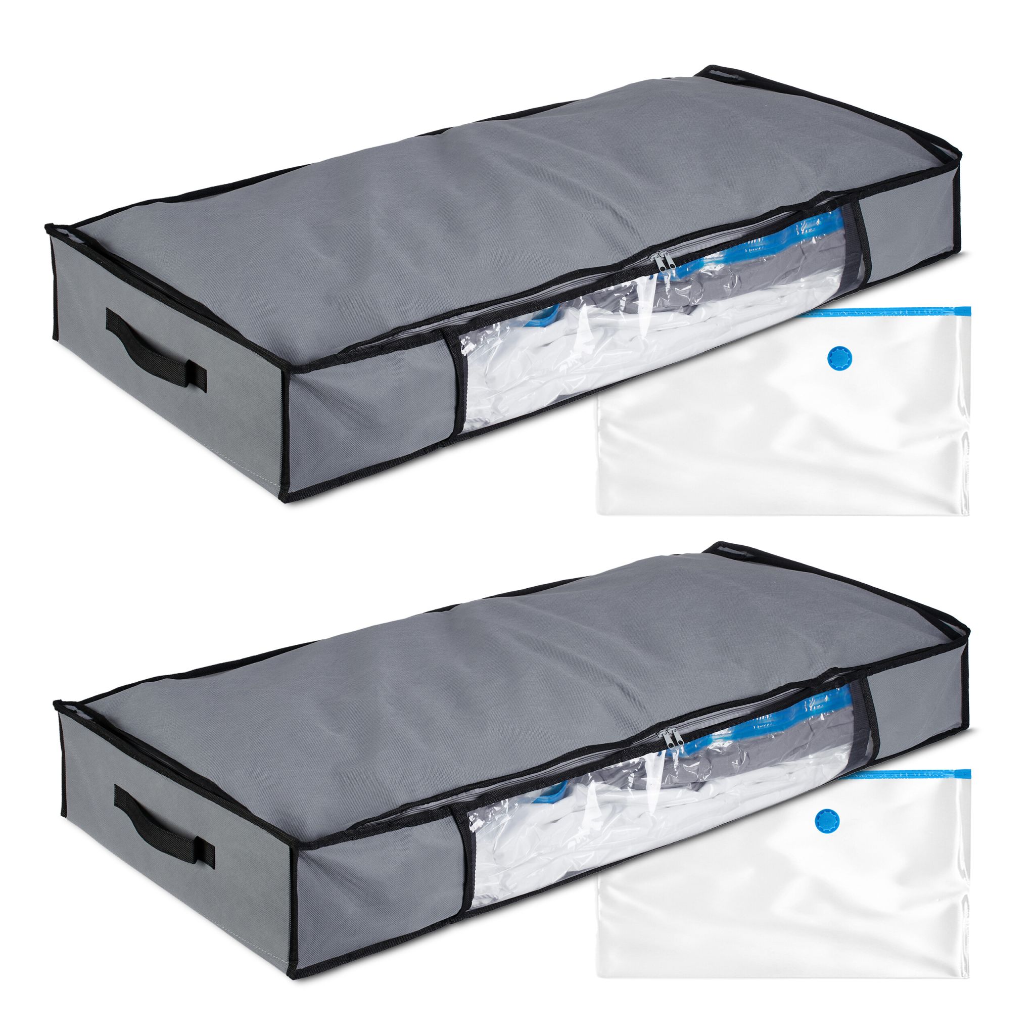 Unterbettkommode Vakuum 2er-Set Transparent-Grau von Relaxdays