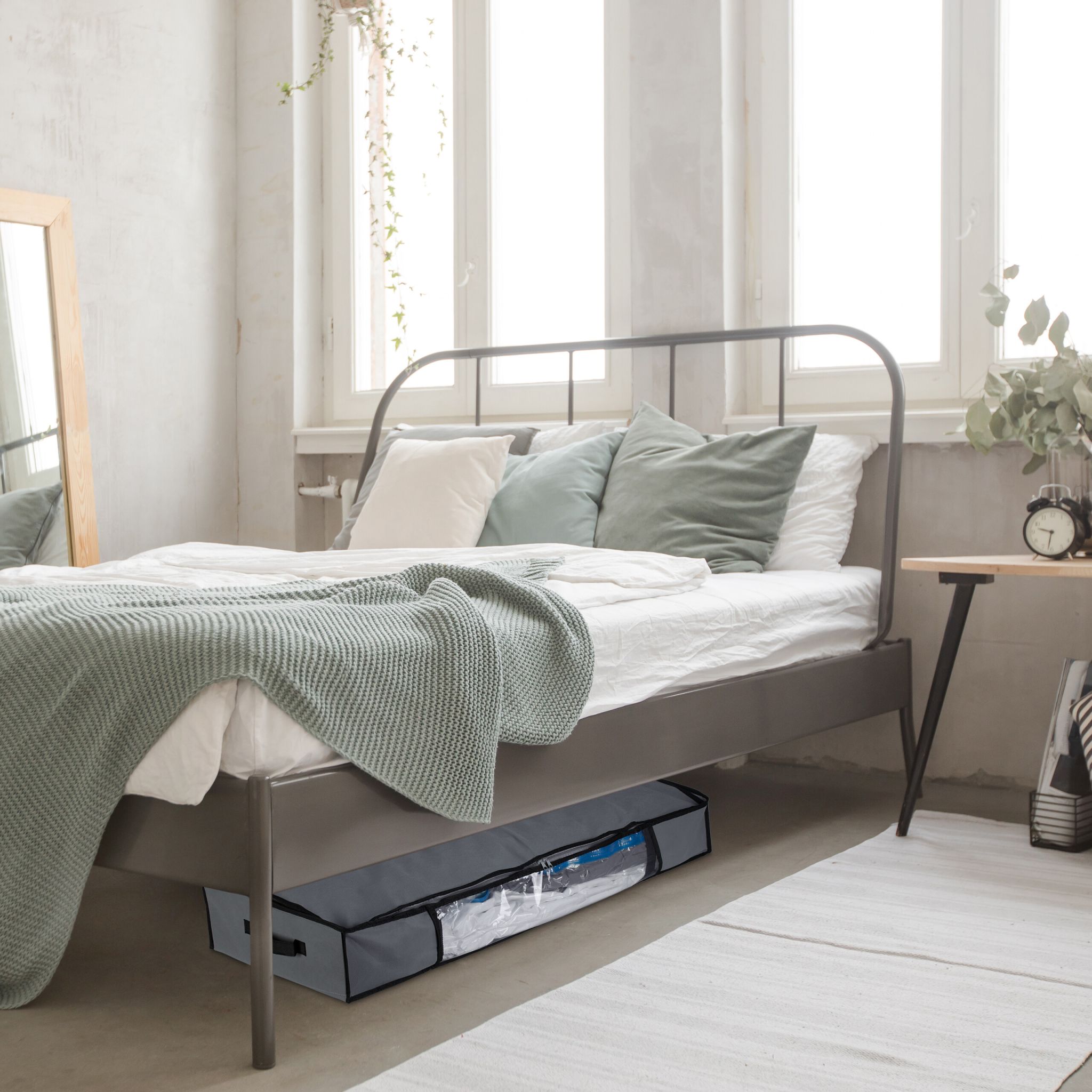 Unterbettkommode Vakuum 2er-Set Transparent-Grau von Relaxdays