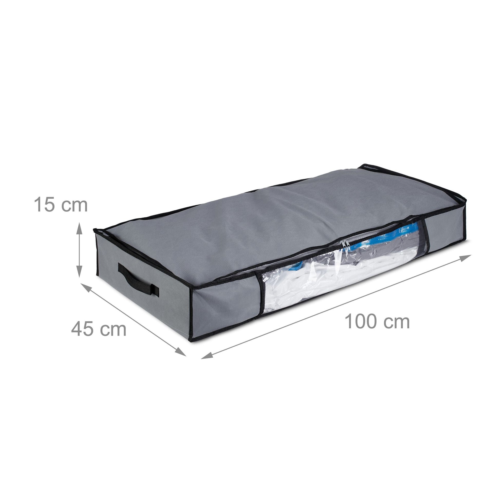 Unterbettkommode Vakuum 2er-Set Transparent-Grau von Relaxdays