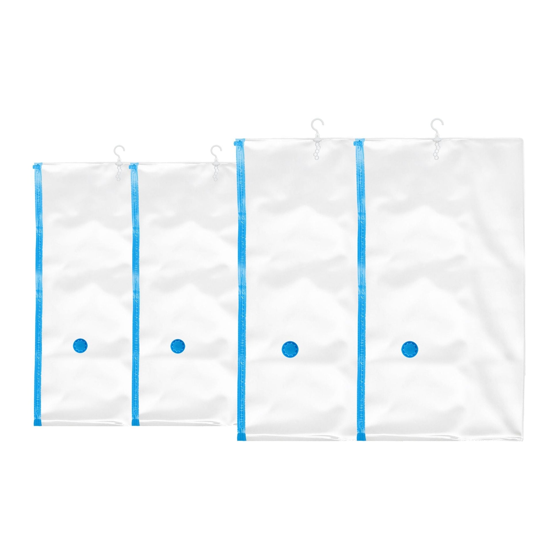 Hängende Vakuumbeutel Kleidung 4er-Set Weiss-Blau-Transparent von Relaxdays