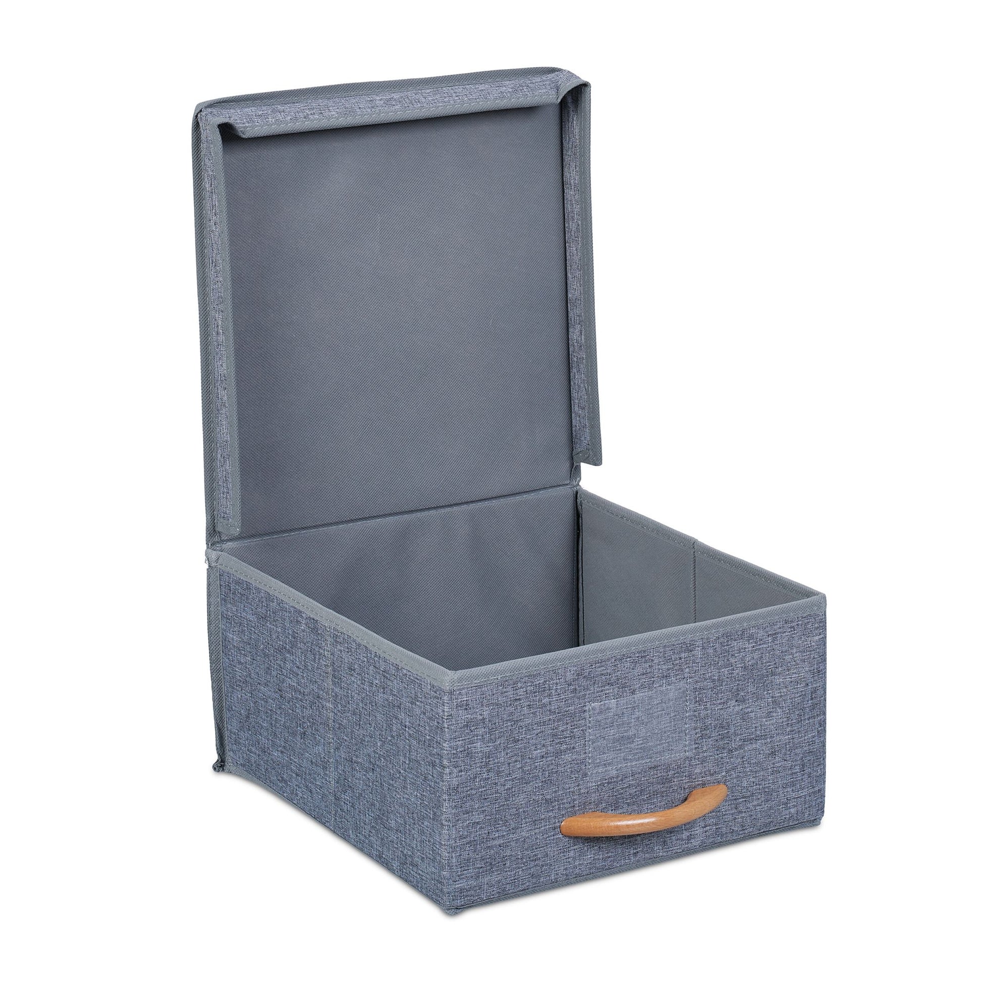 Aufbewahrungsbox mit Deckel 2er-Set Hellbraun-Grau von Relaxdays