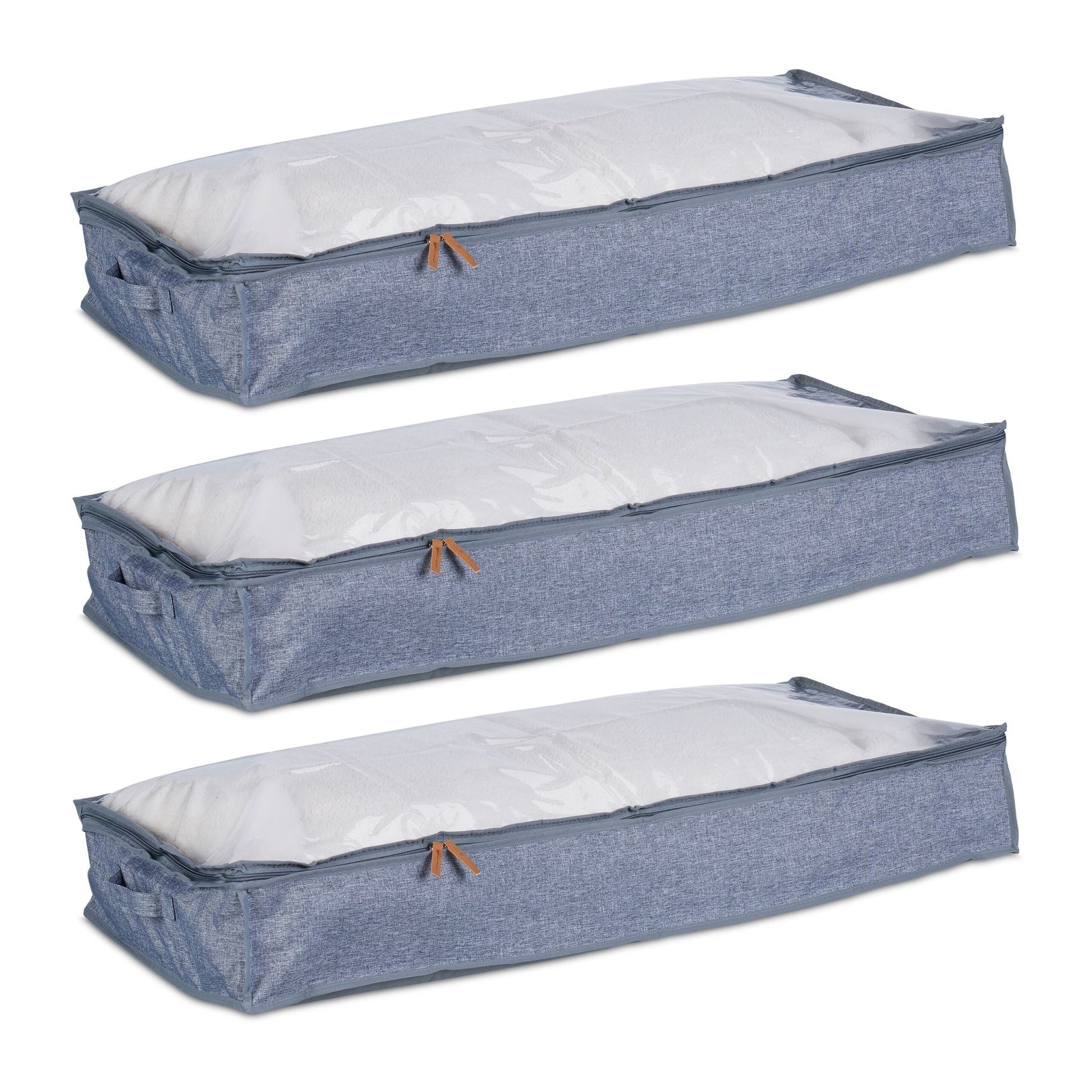 Unterbettkommode 3er-Set Transparent-Grau von Relaxdays