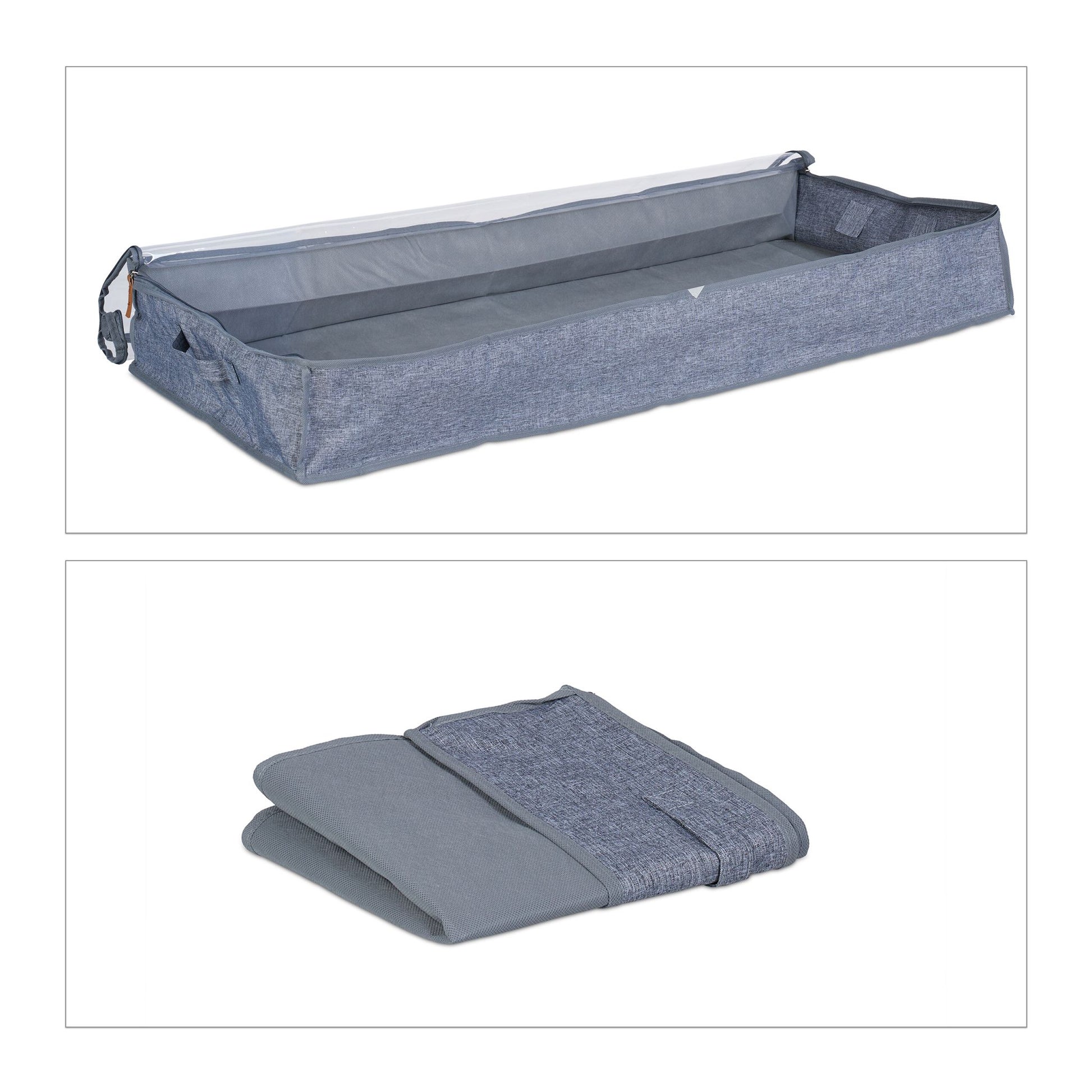 Unterbettkommode 3er-Set Transparent-Grau von Relaxdays