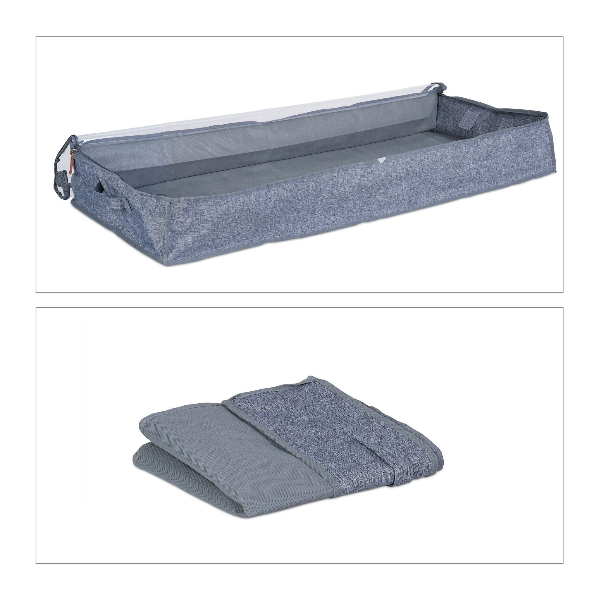 Unterbettkommode 3er-Set Transparent-Grau von Relaxdays