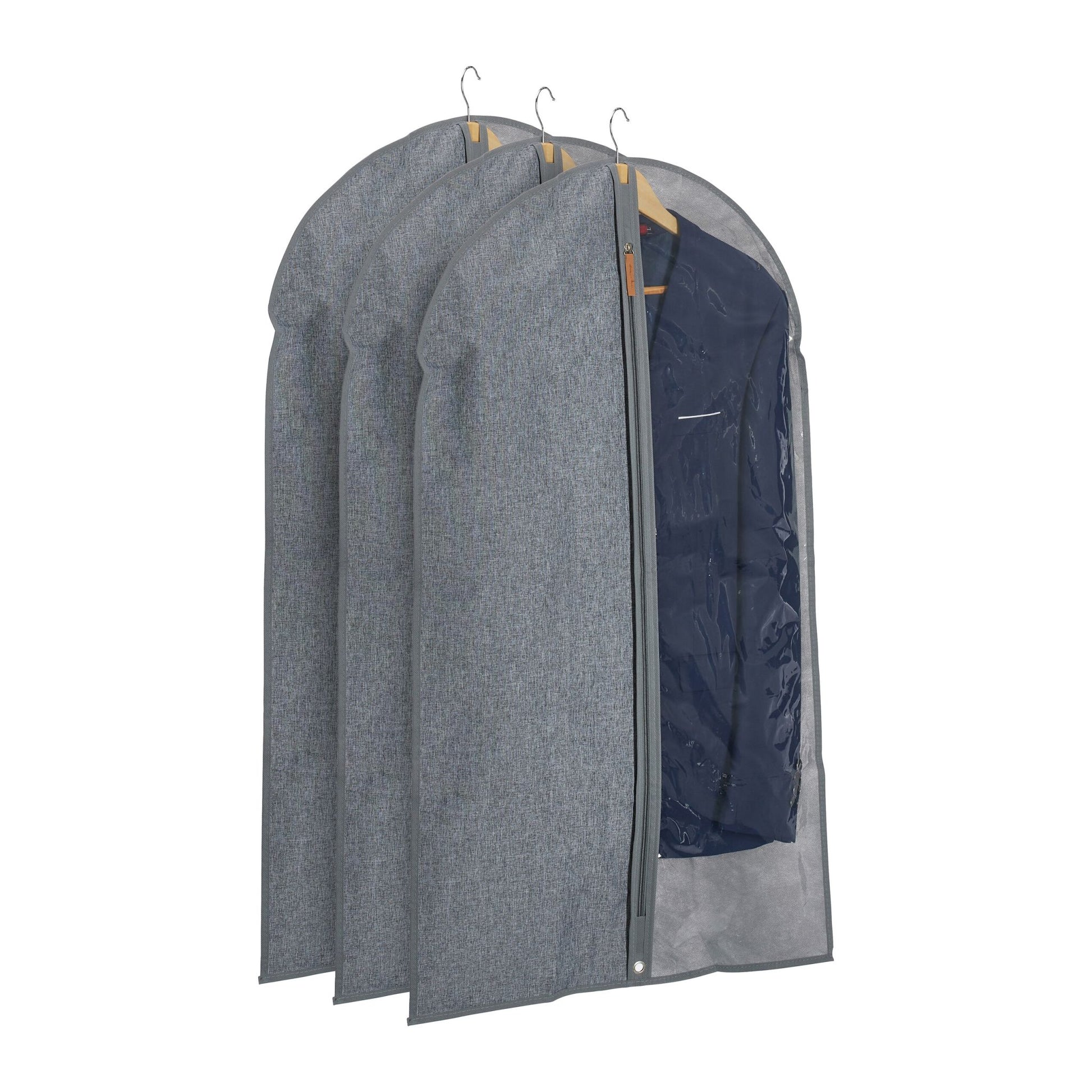 Kleidersack 3er-Set - 99 x 58cm Transparent-Grau von Relaxdays