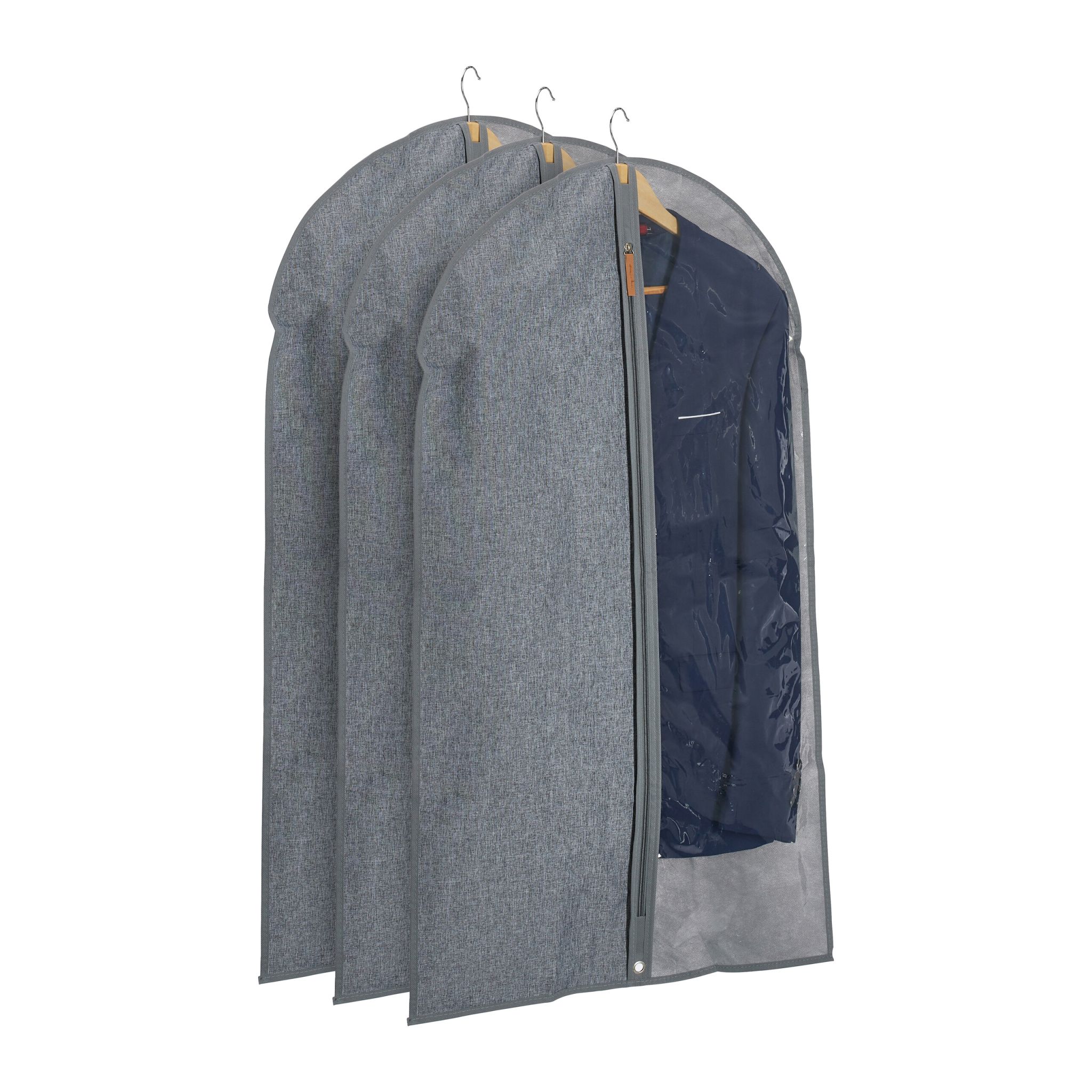 Kleidersack 3er-Set - 99 x 58cm Transparent-Grau von guteszeug.ch